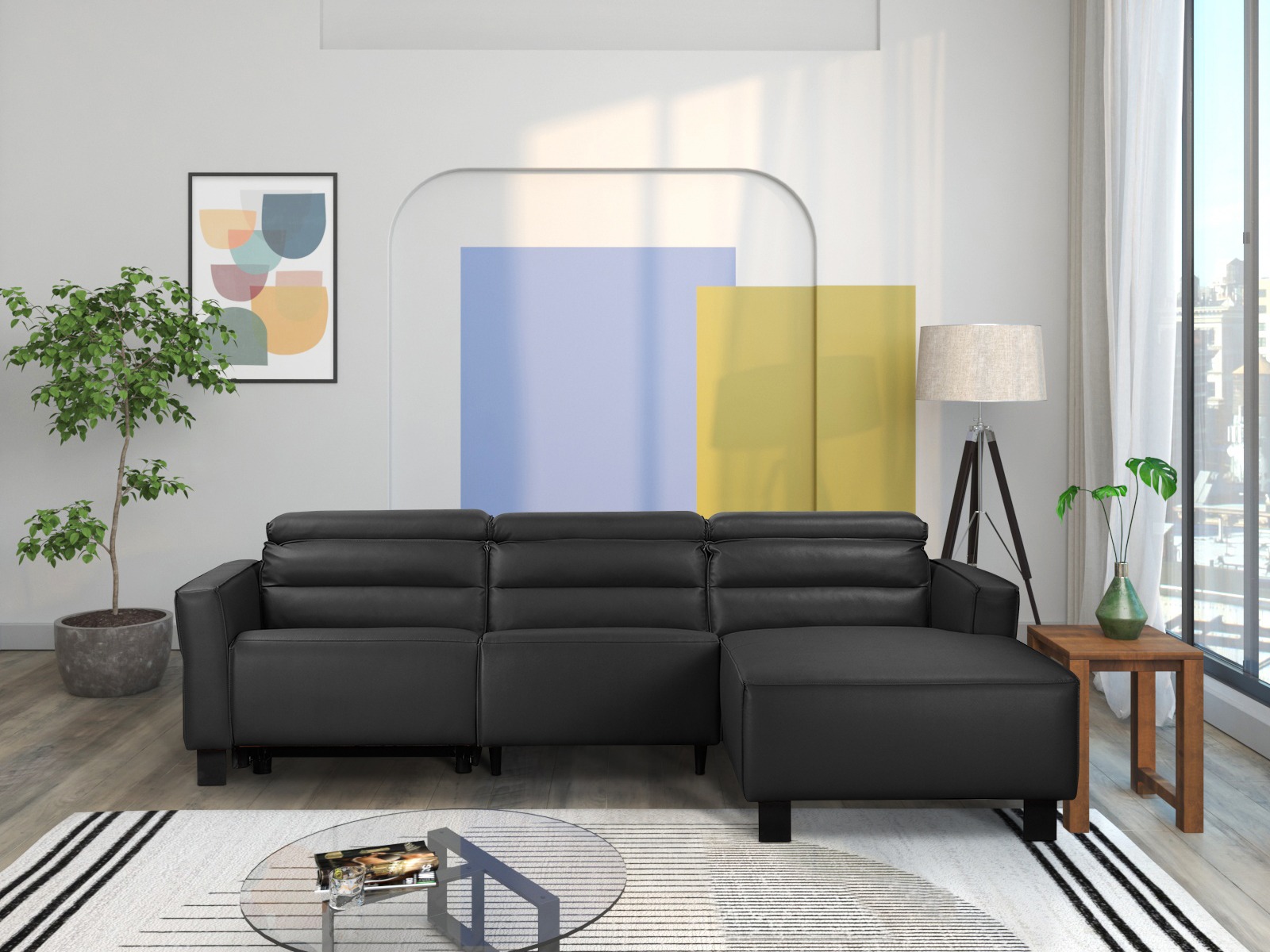 Podesiva kutna ganitura Denton 1487 (Crna)