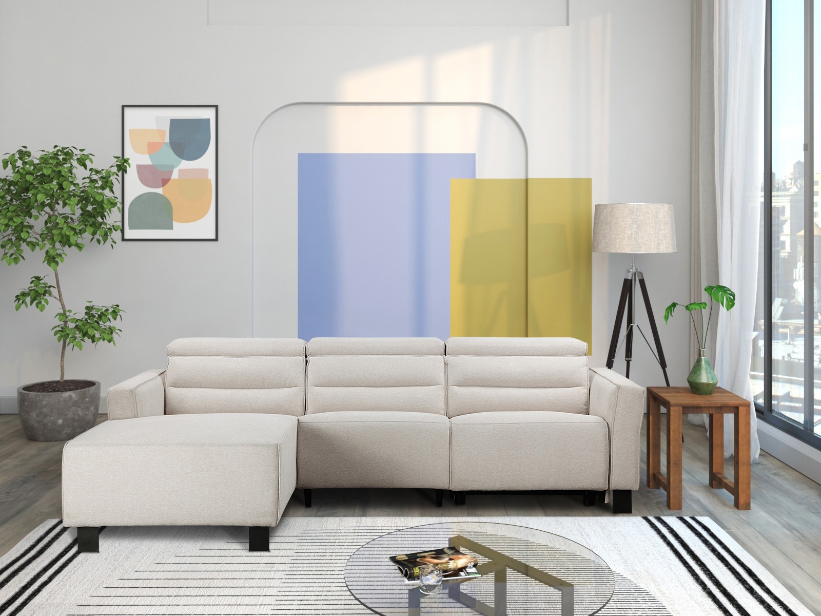 Podesiva kutna ganitura Denton 1487 (Krem)