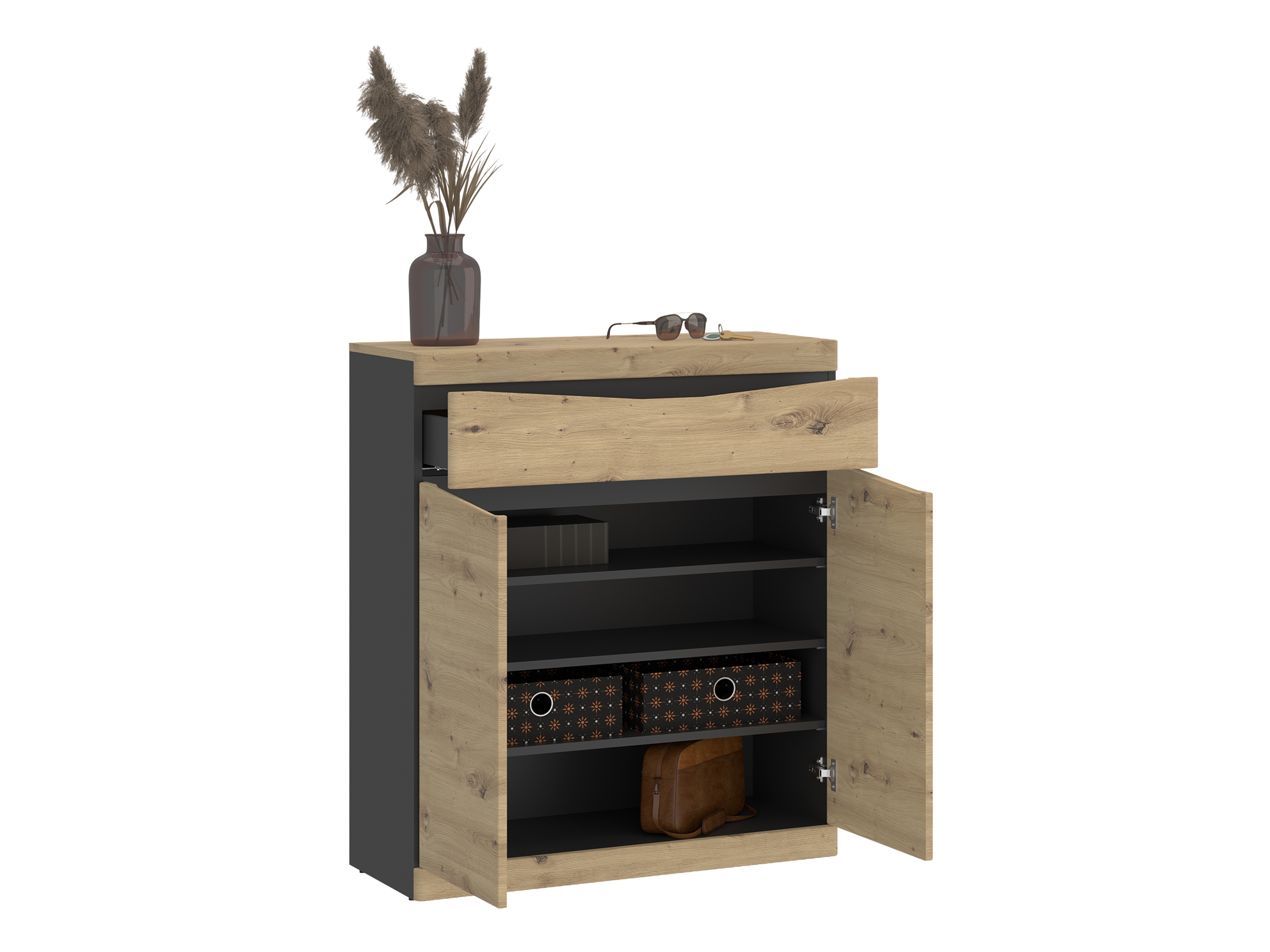 Komoda Venlori 115 (Hrast Artisan + Antracit)