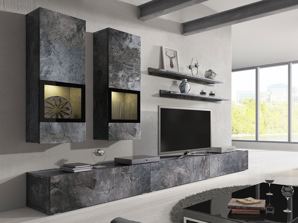 Set za dnevni boravak Serodeu 100 (Tamni beton)