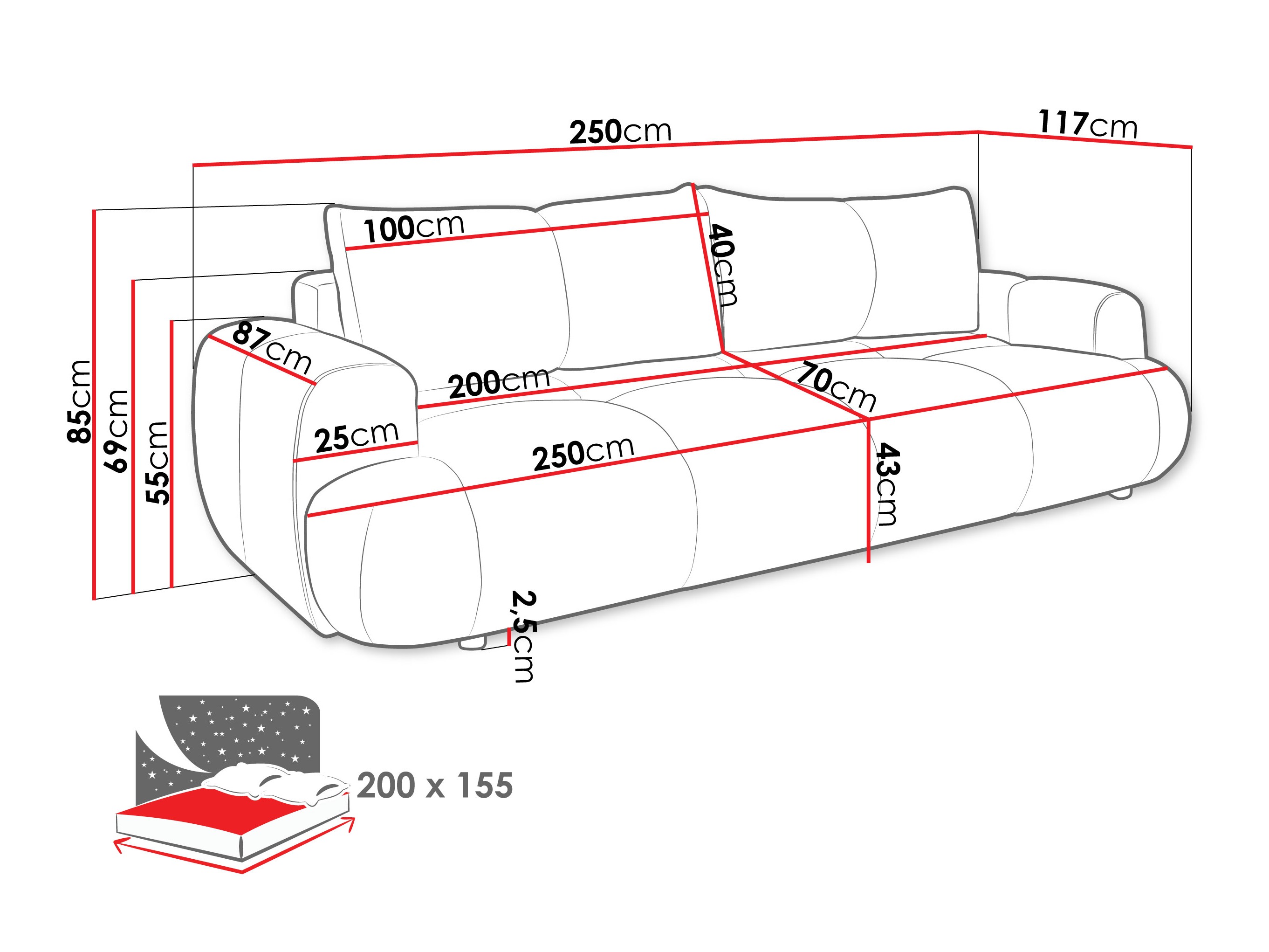 Kauč na razvlačenje TrendyNest 115 (Now Or Never 03)