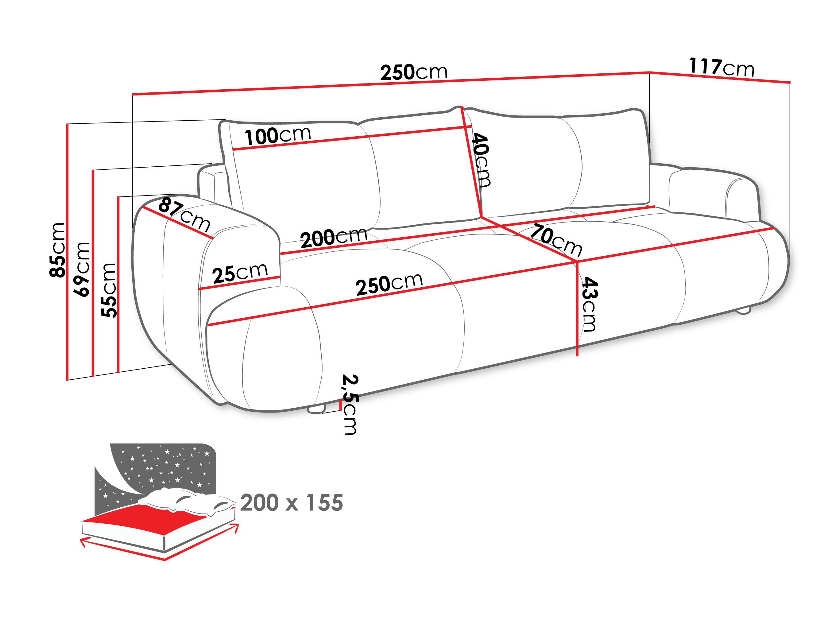 Kauč na razvlačenje TrendyNest 115 (Now Or Never 06)