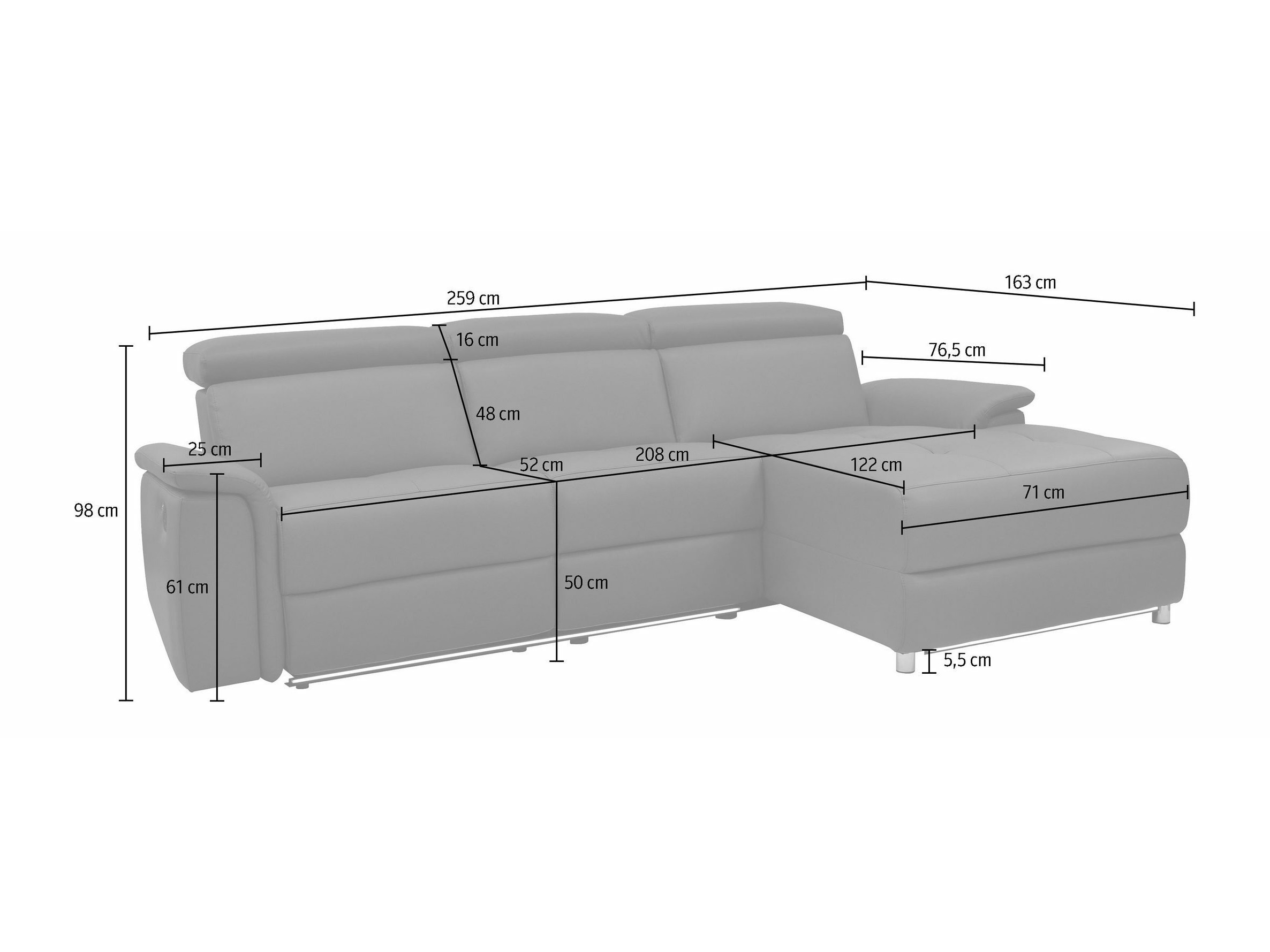 Podesiva kutna ganitura Denton 1489 (Krem)