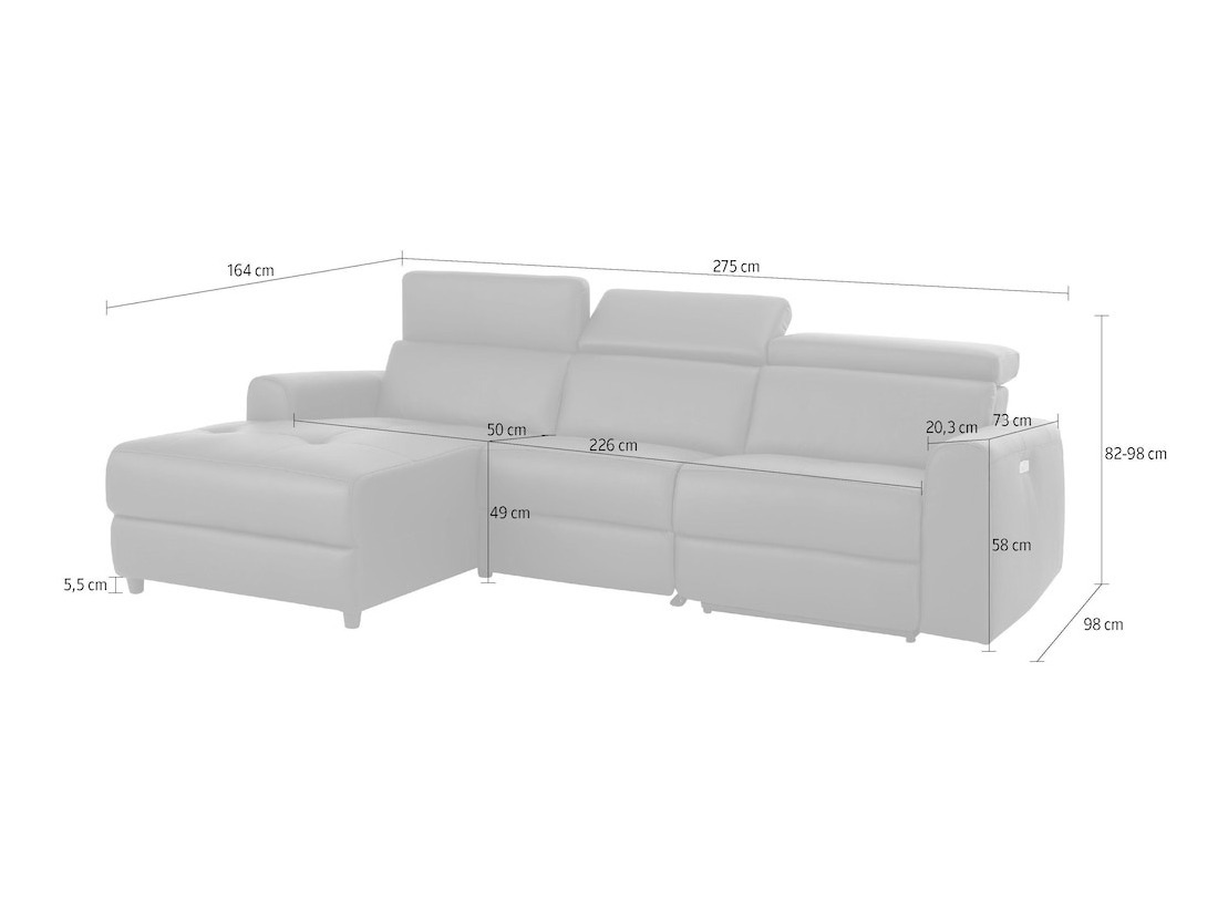 Podesiva kutna ganitura Denton 1490 (Antracit)