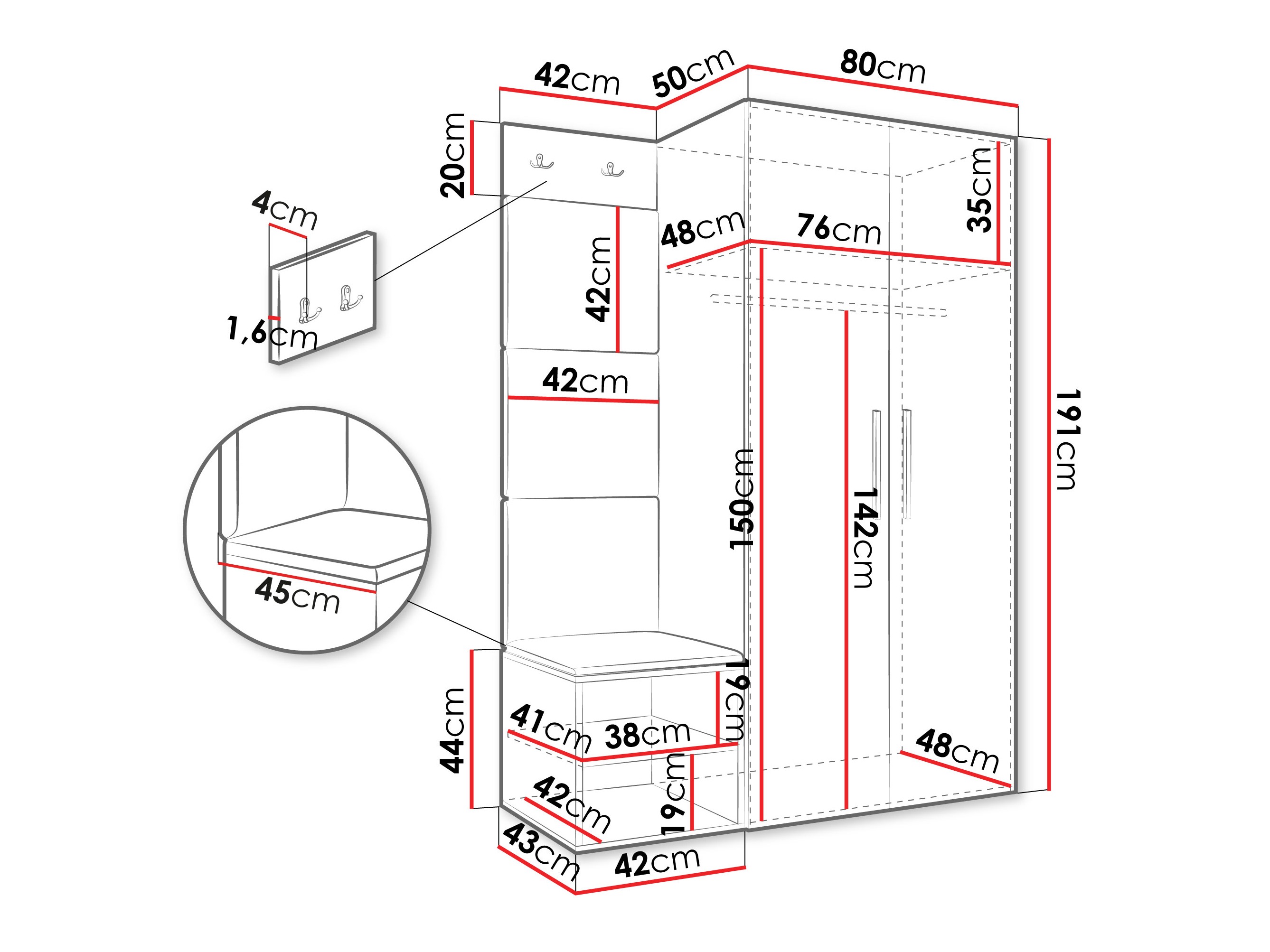 Set za hodnik Hartford 523 (Artisan hrast)