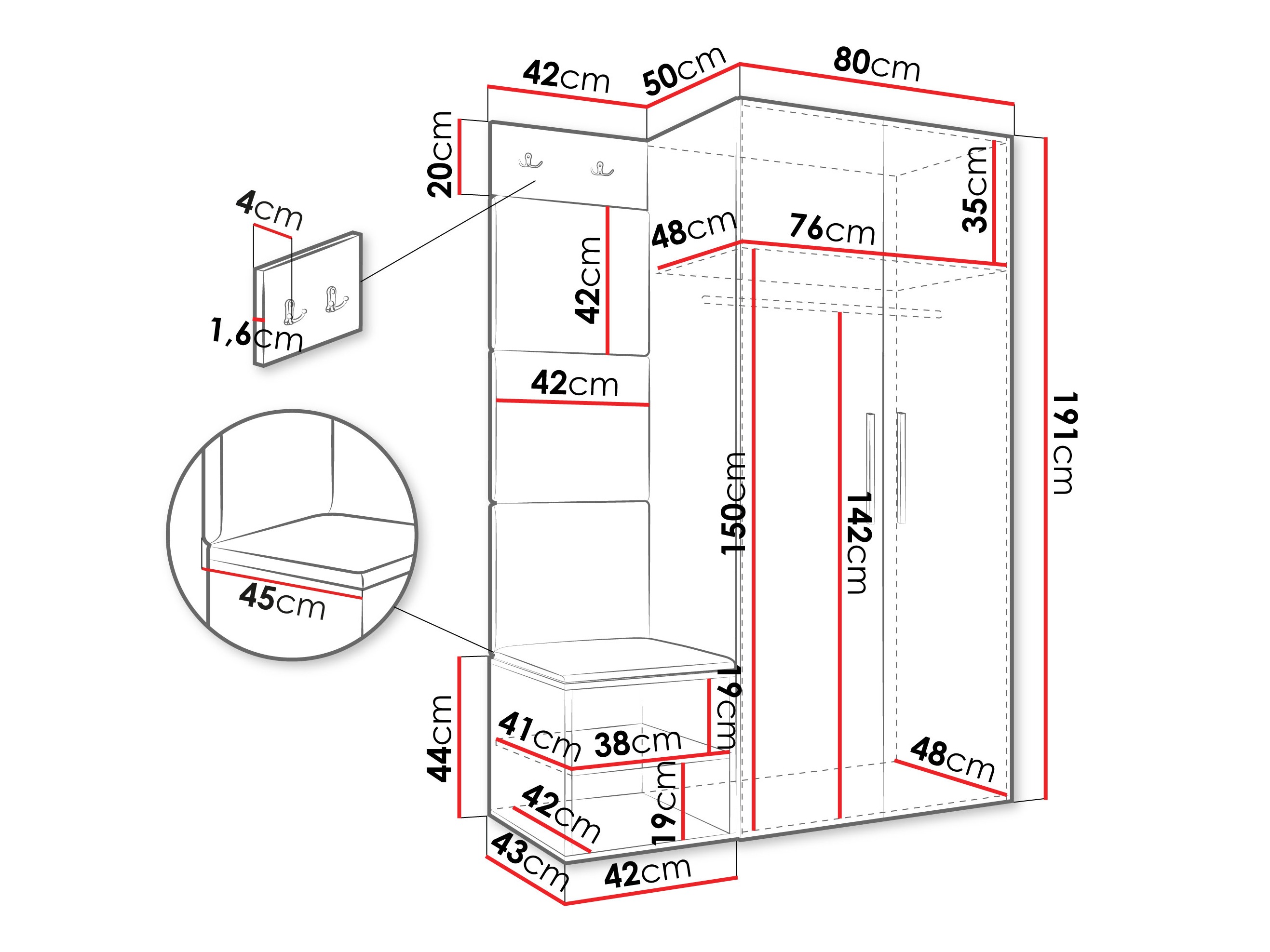 Set za hodnik Hartford 523 (Bijela)