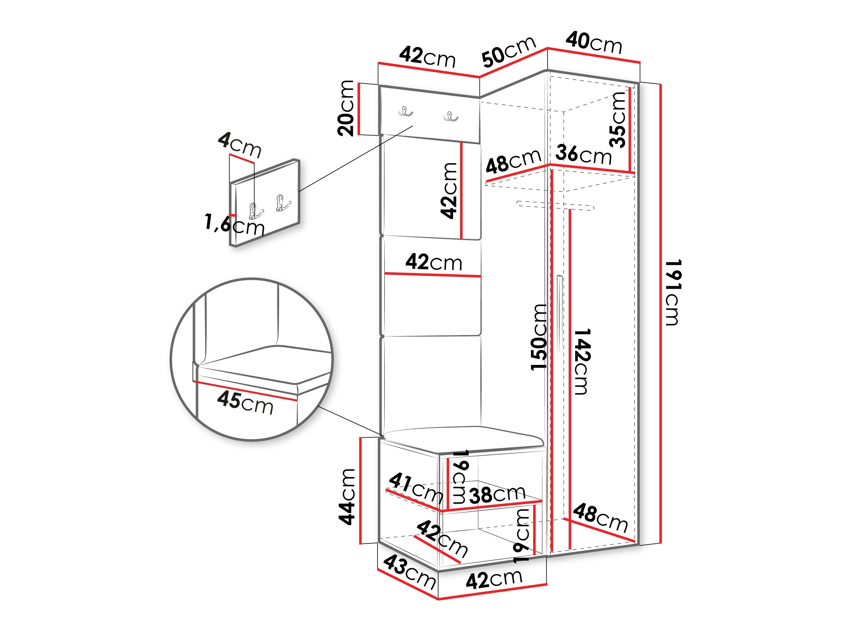 Set za hodnik Hartford 524 (Bijela)