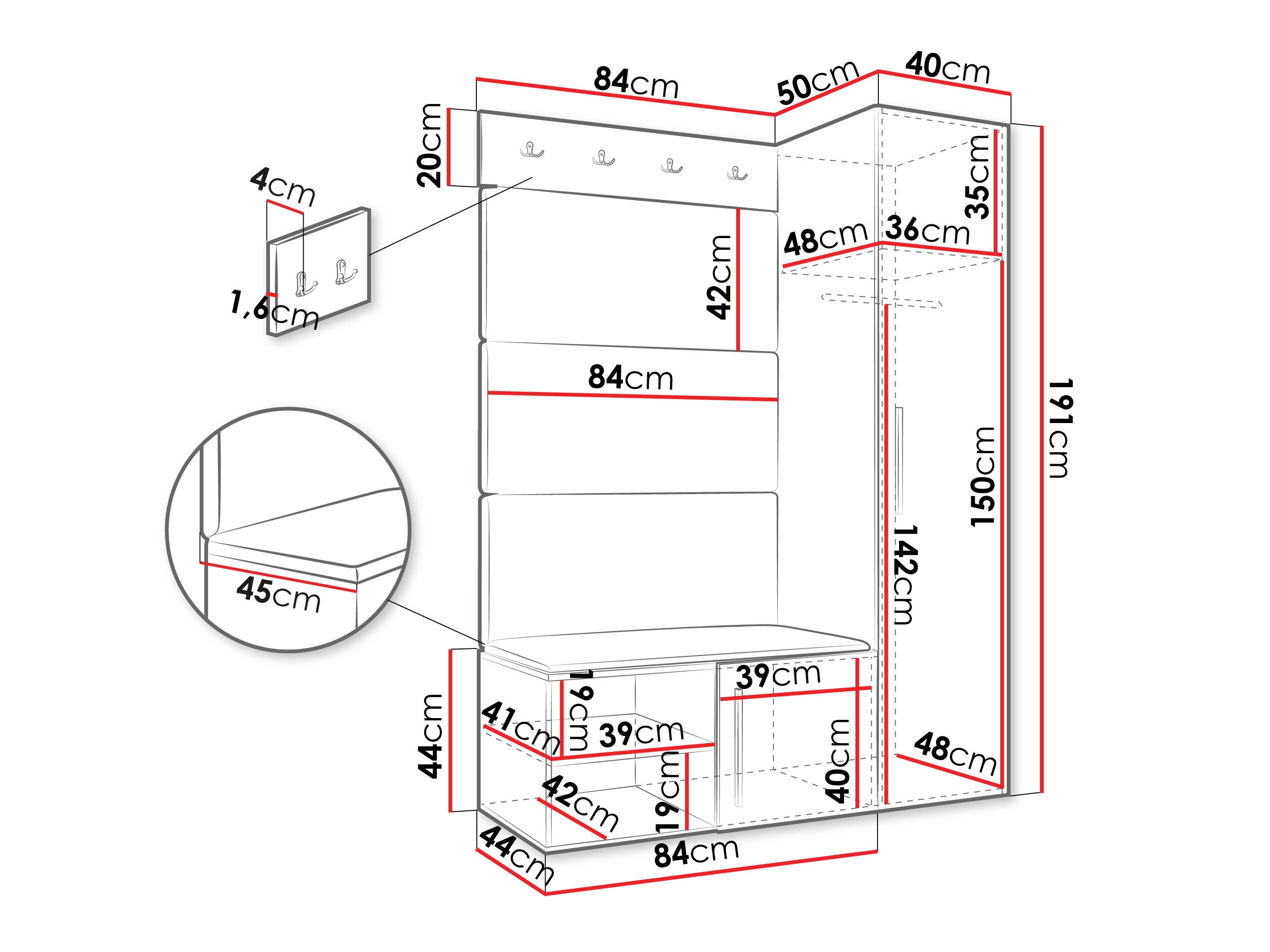 Set za hodnik Hartford 525 (Bijela)