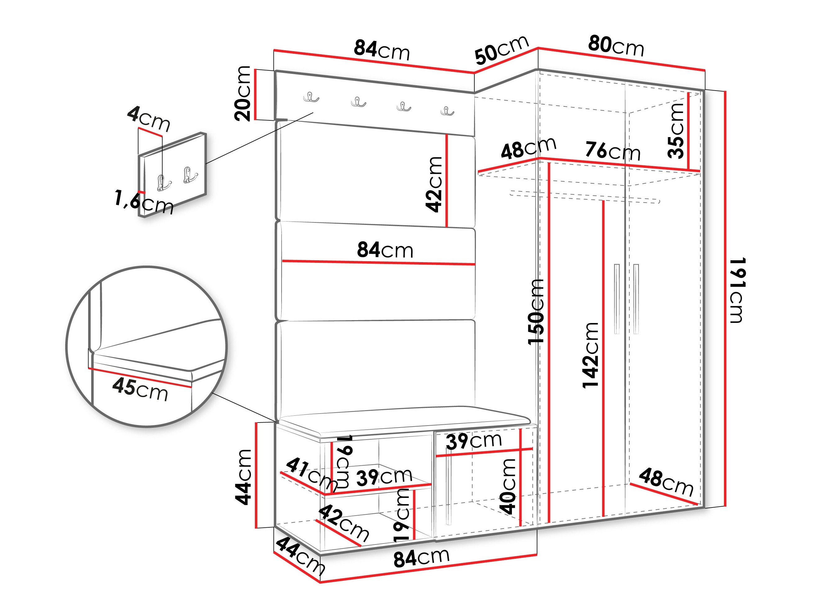 Set za hodnik Hartford 526 (Bijela)
