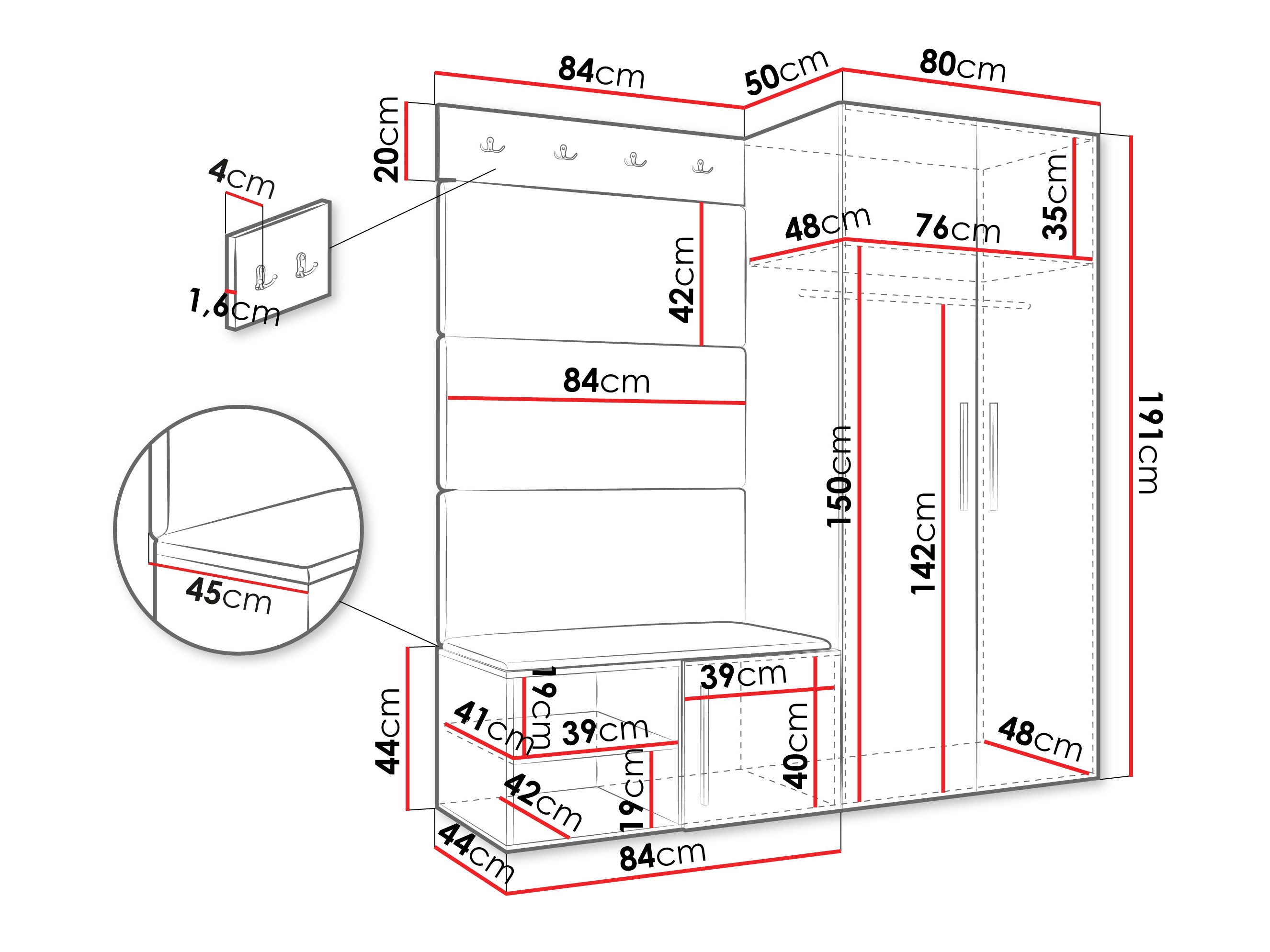 Set za hodnik Nitos I (Bijela)