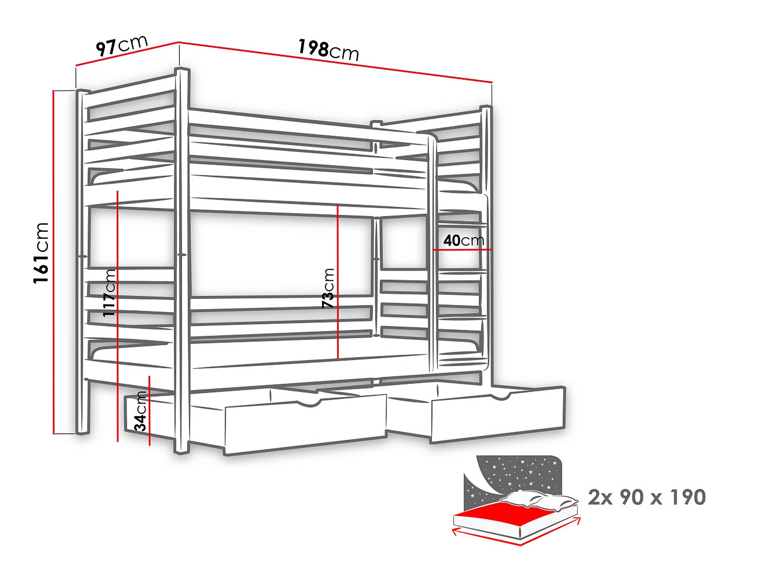 Krevet na kat Vista 101 (Kašmir)
