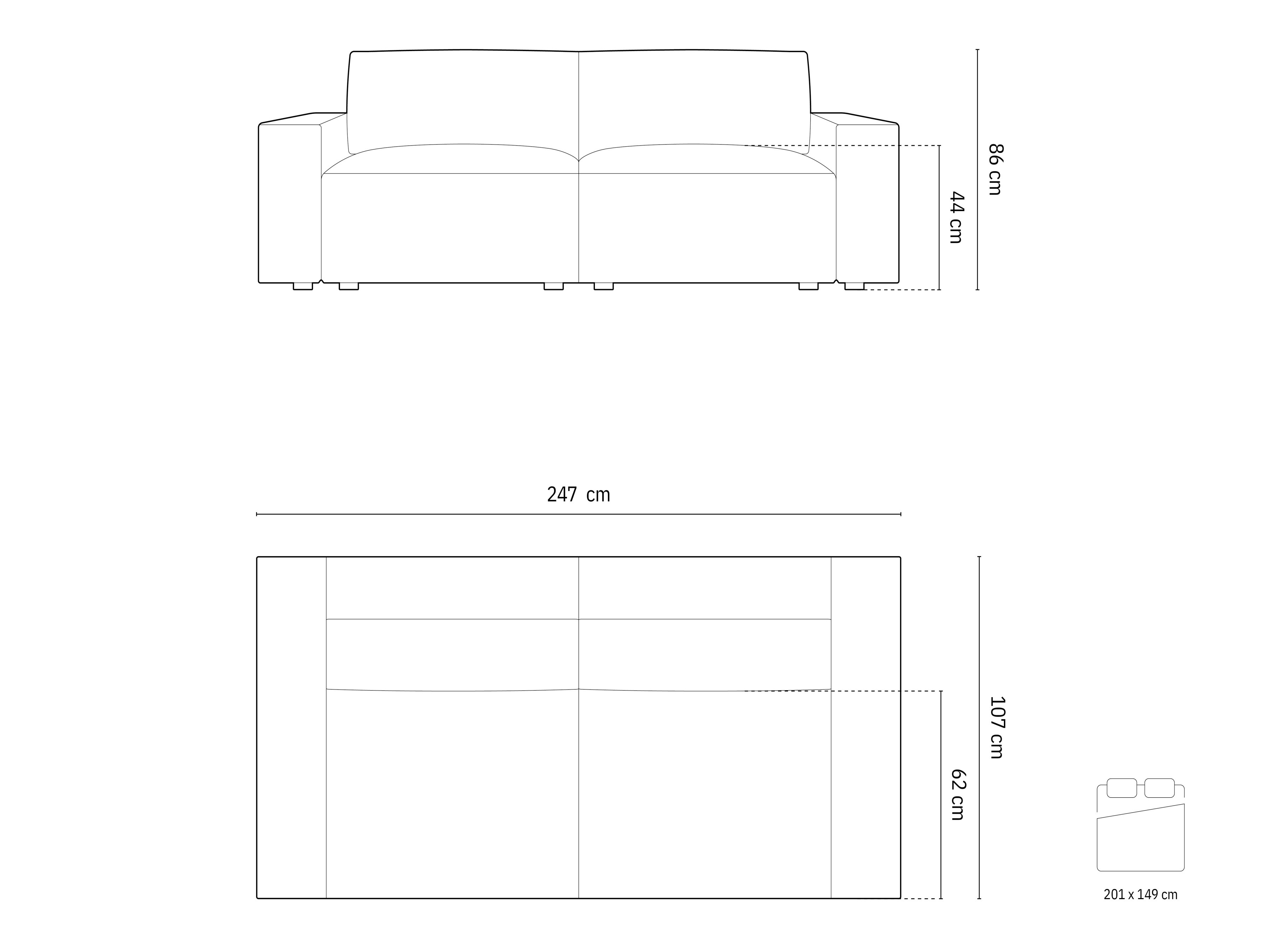 Kauč na razvlačenje Lomcalu 108 (Bluvel 30)