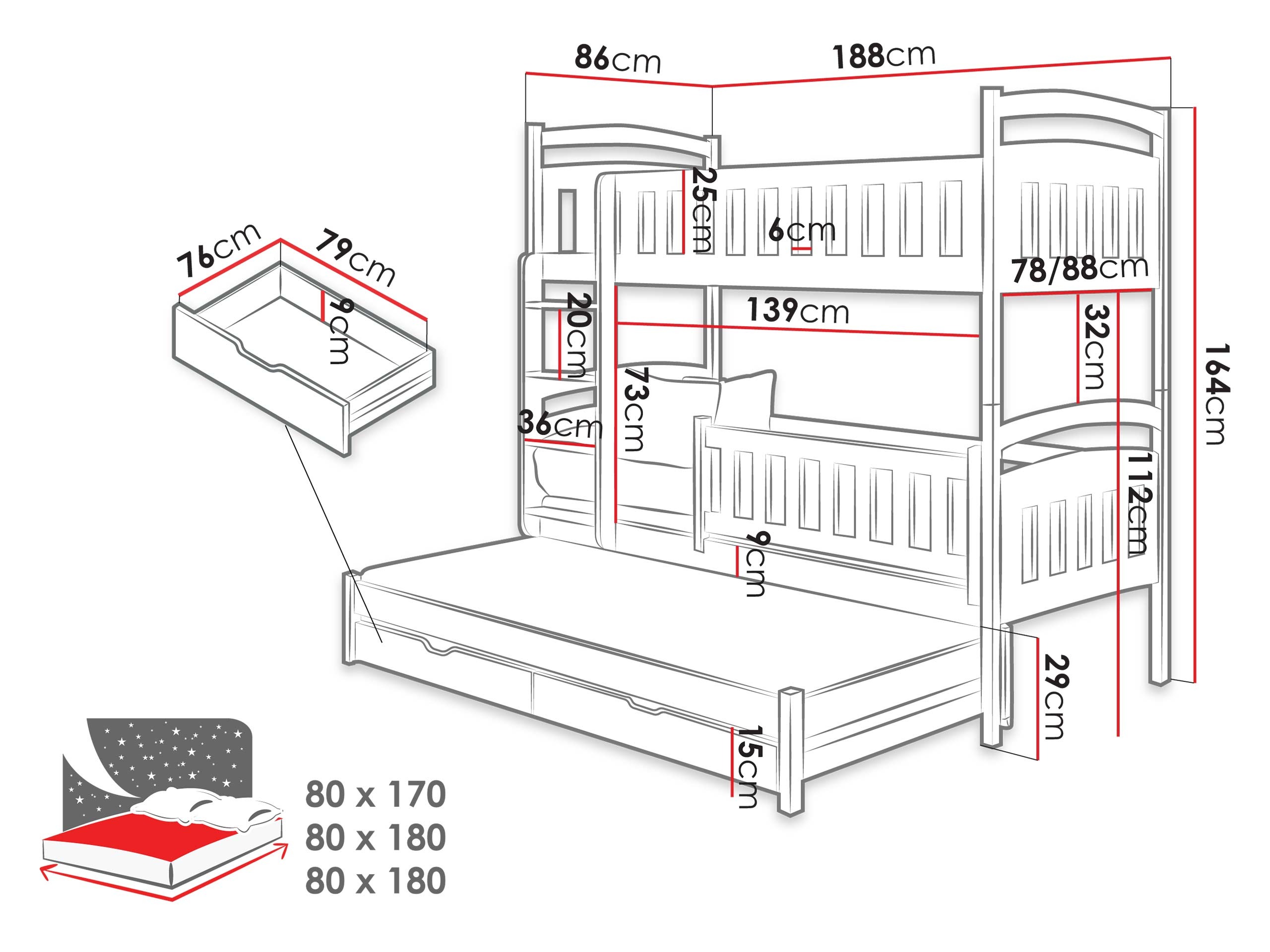 Krevet na kat Vista 119 (Kašmir)