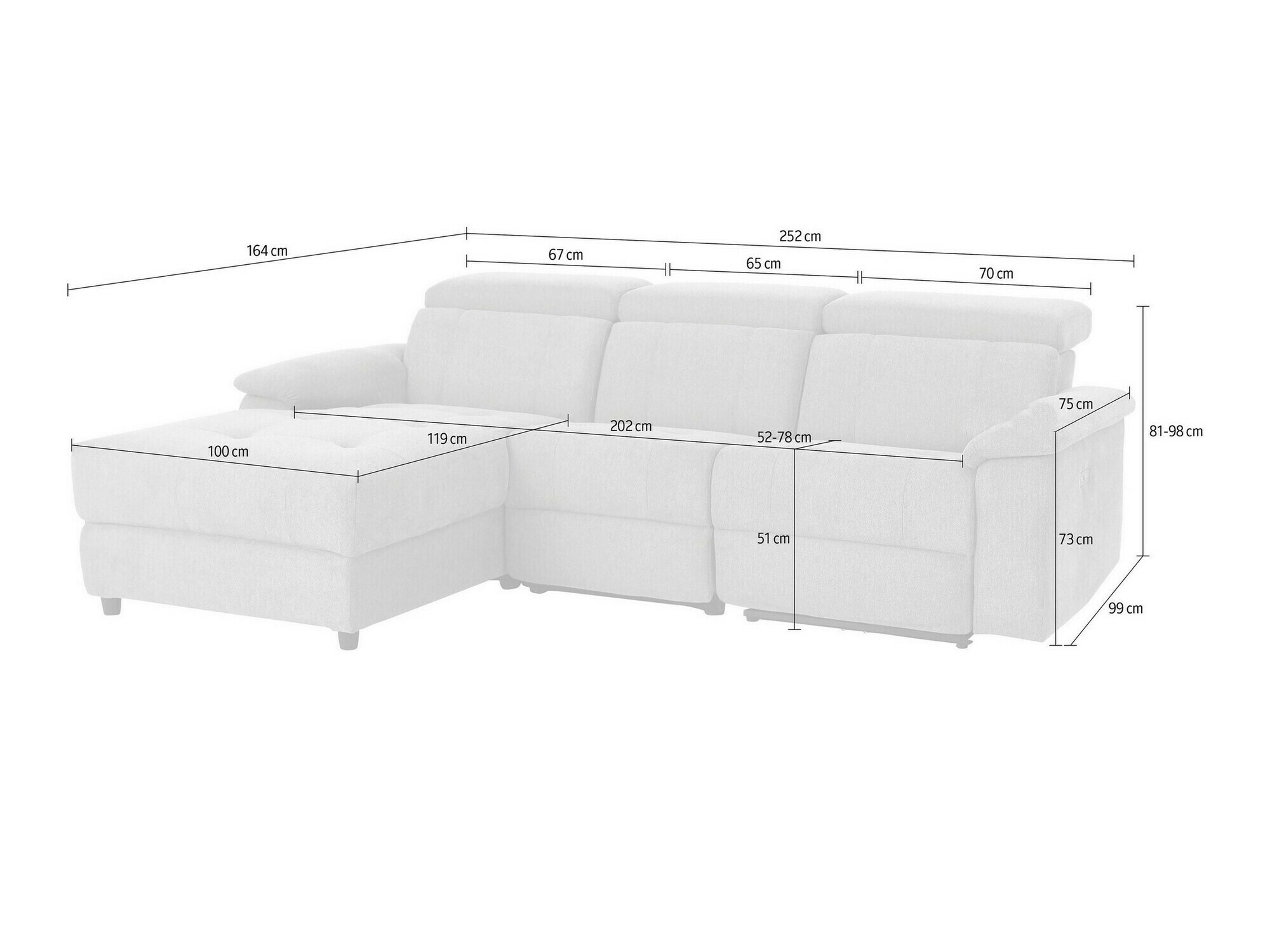 Podesiva kutna ganitura Denton 1503 (Siva)