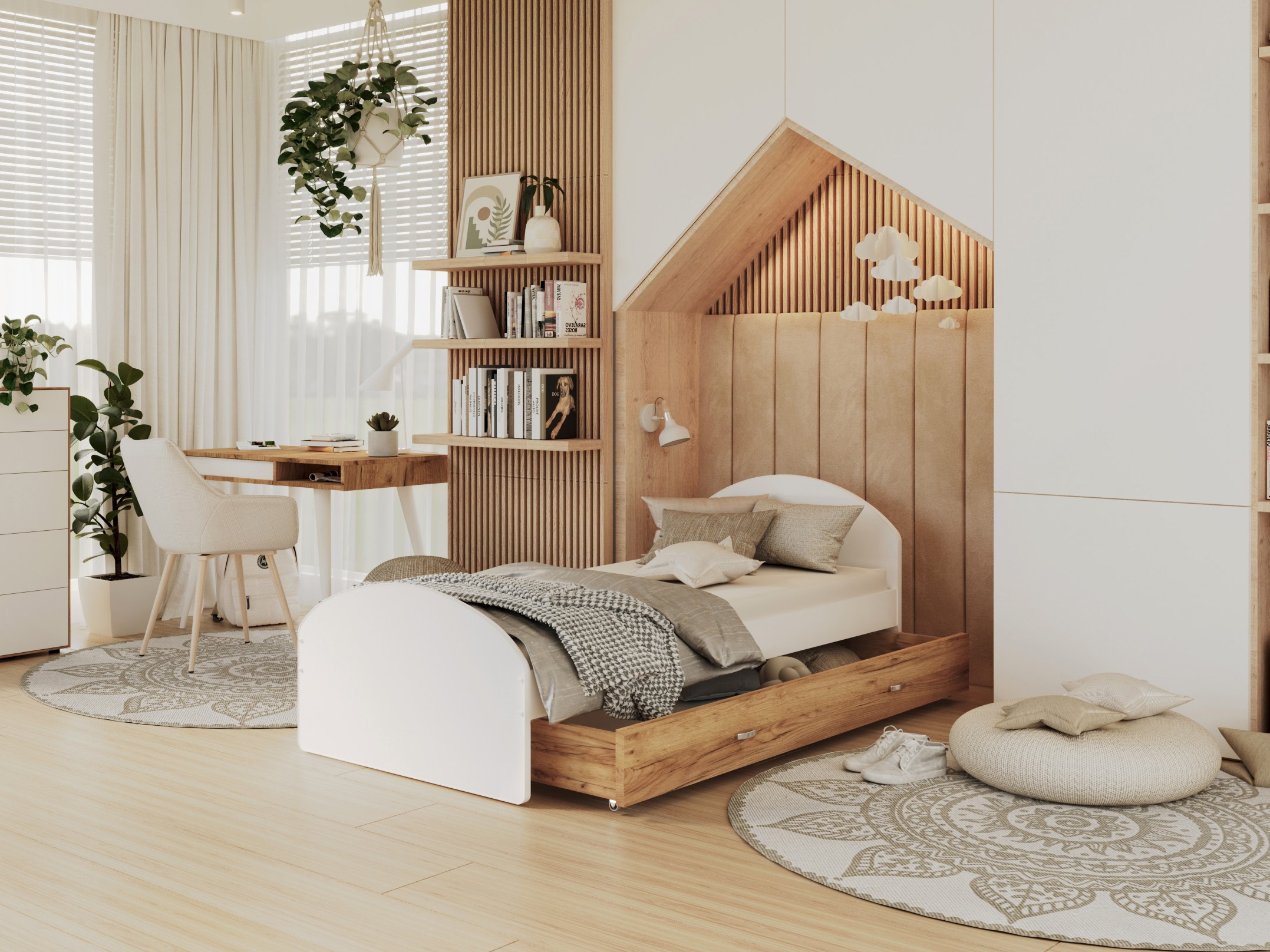 Krevet Aurora 177 (Bijela + Craft hrast)