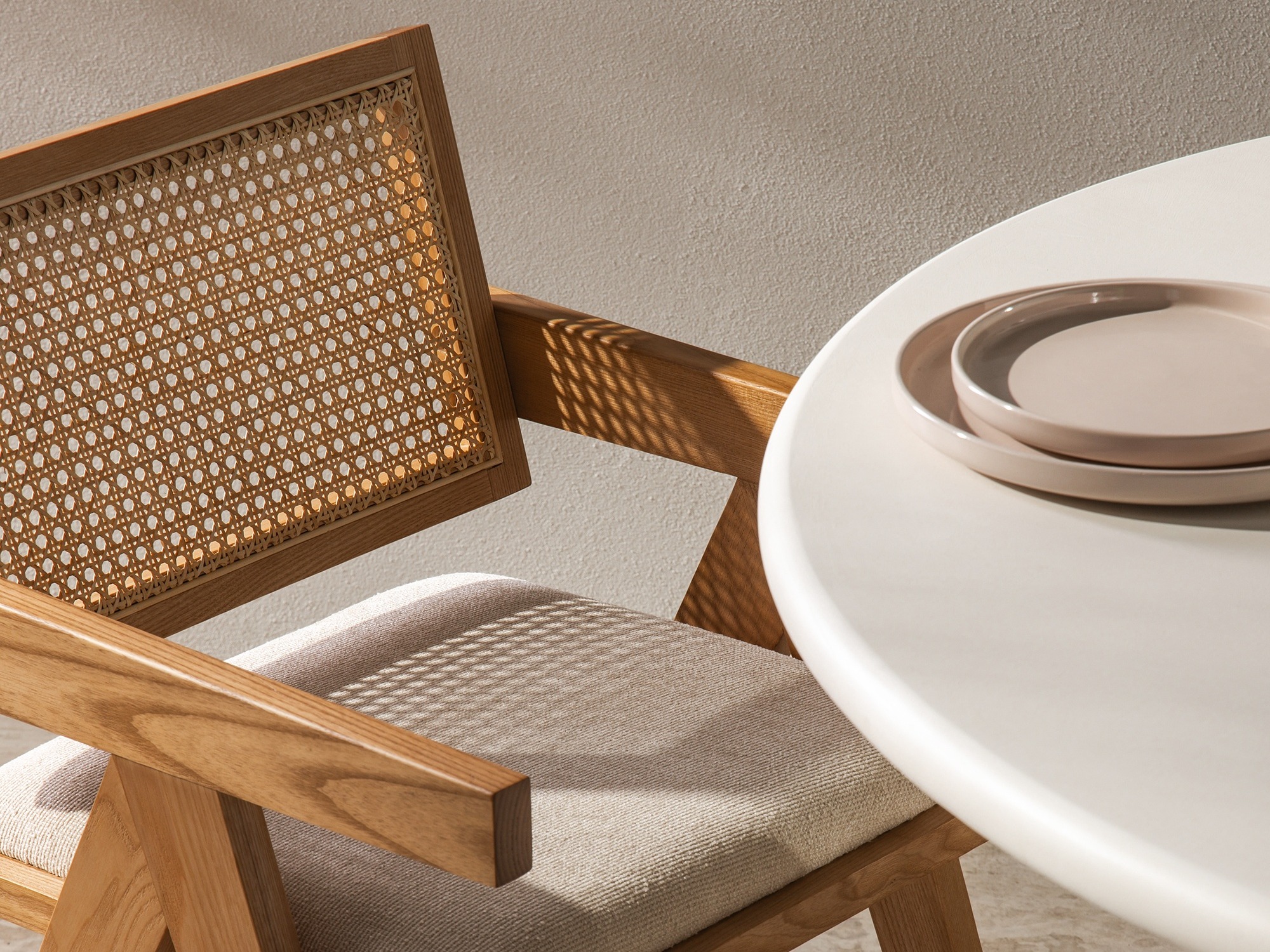 Stolica Burleson 348 (Svijetlo drvo + Svijetlo bež)