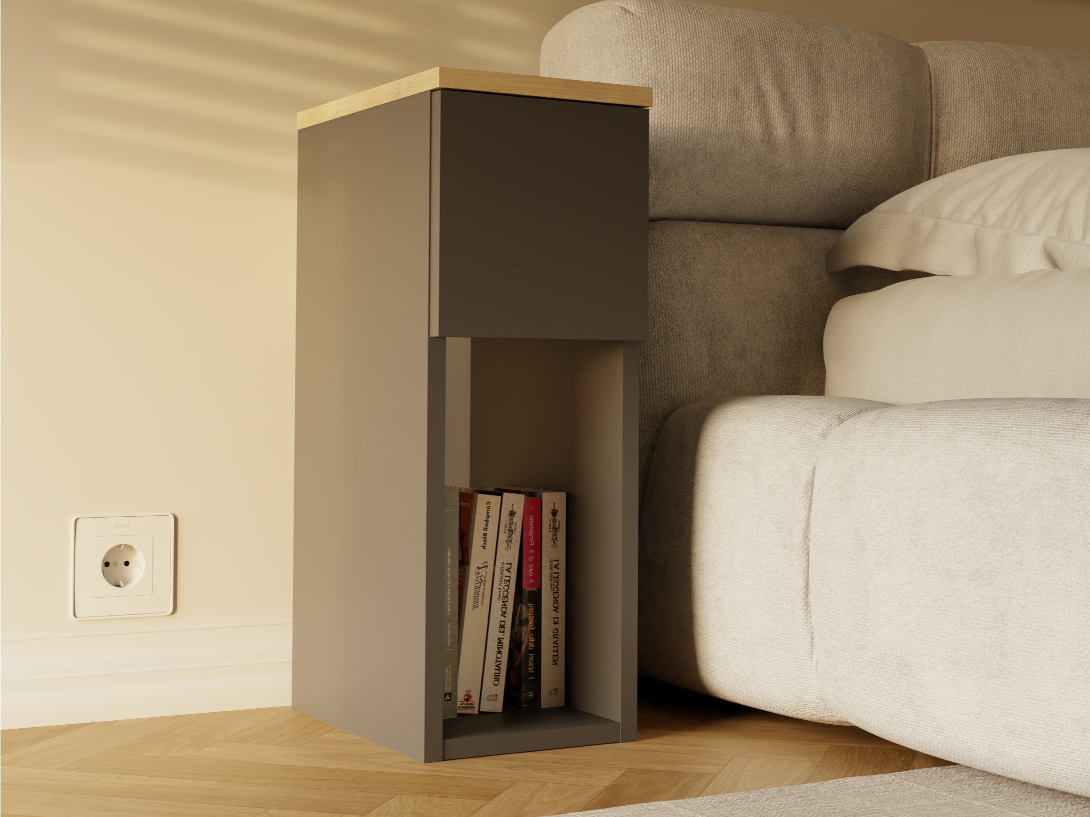 Noćni ormarić Mandeville 304 (Antracit + Hrast Artisan)