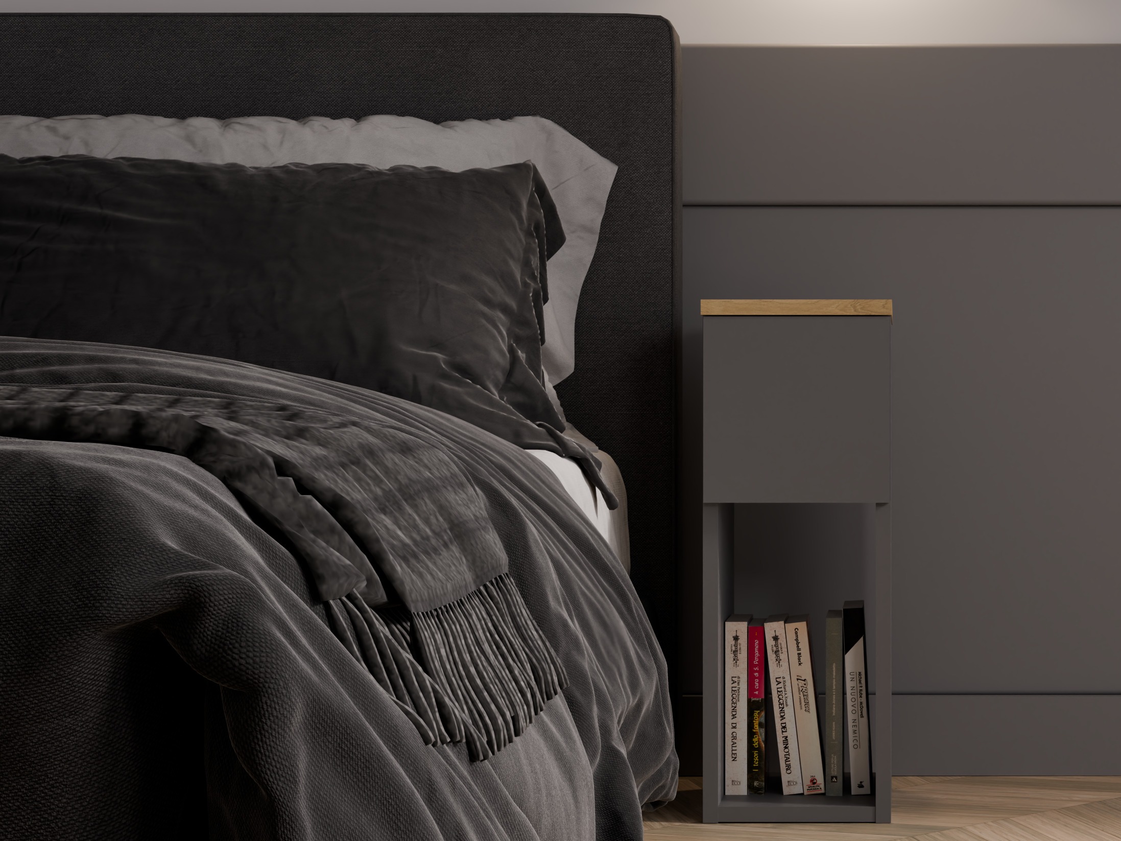 Noćni ormarić Mandeville 304 (Antracit + Hrast Artisan)