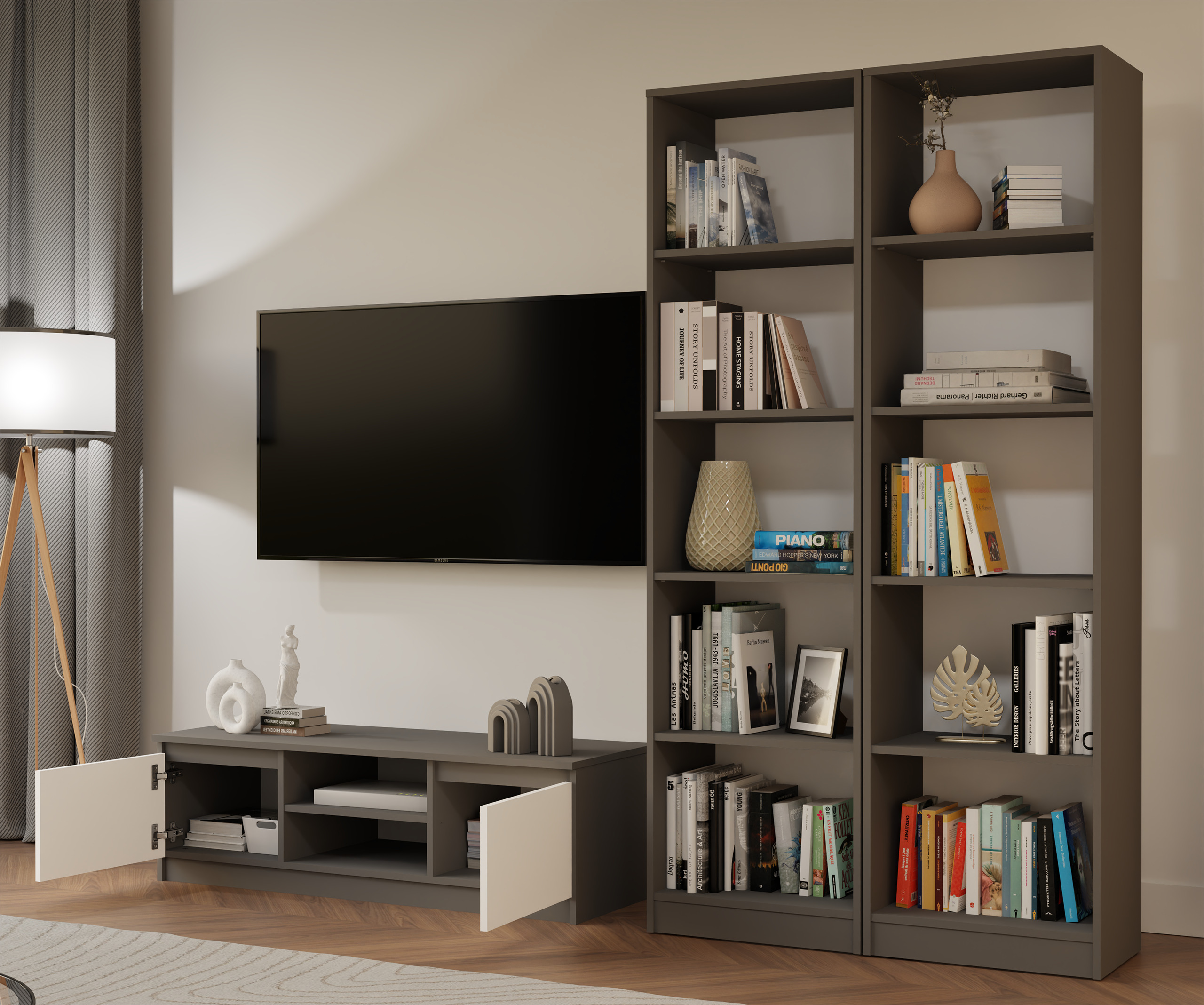 Polica Mandeville 188 (Antracit + Bijela)