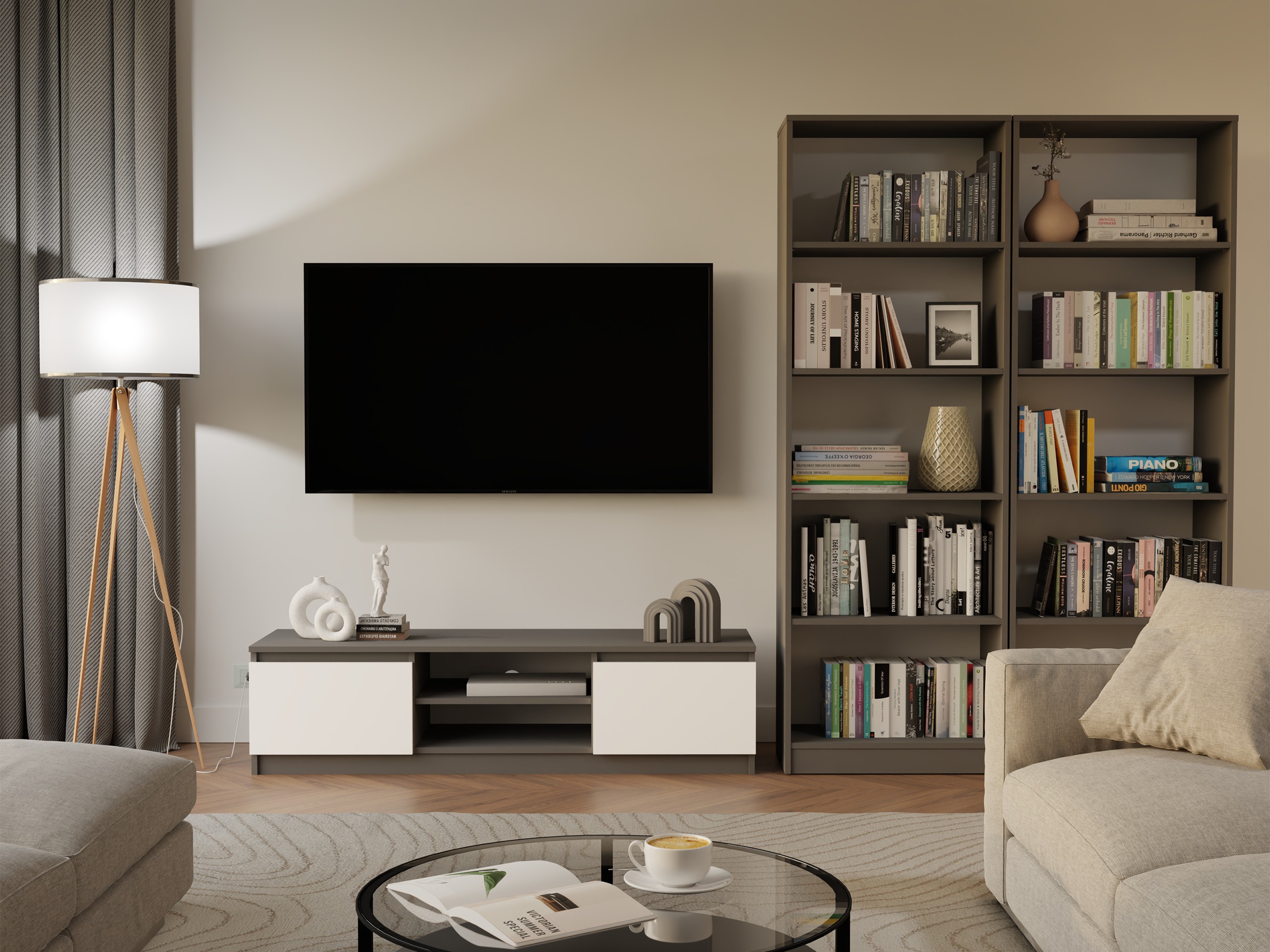 Polica Mandeville 191 (Antracit + Bijela)