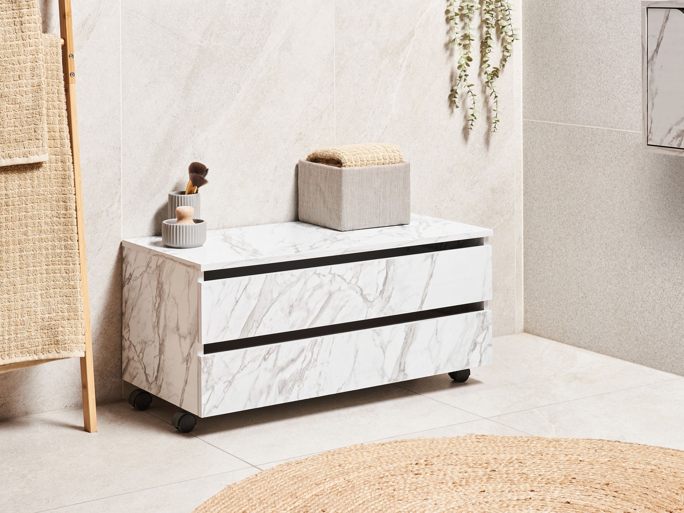 Samostojeći kupaonski ormarić Berwyn 2755 (Bijeli mramor)