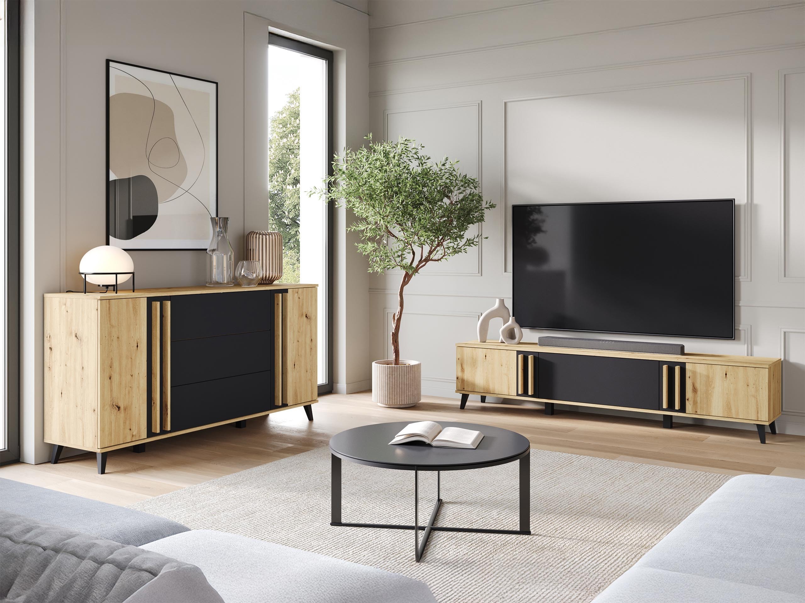 Komoda Temora 100 (Hrast Artisan + Grafit)