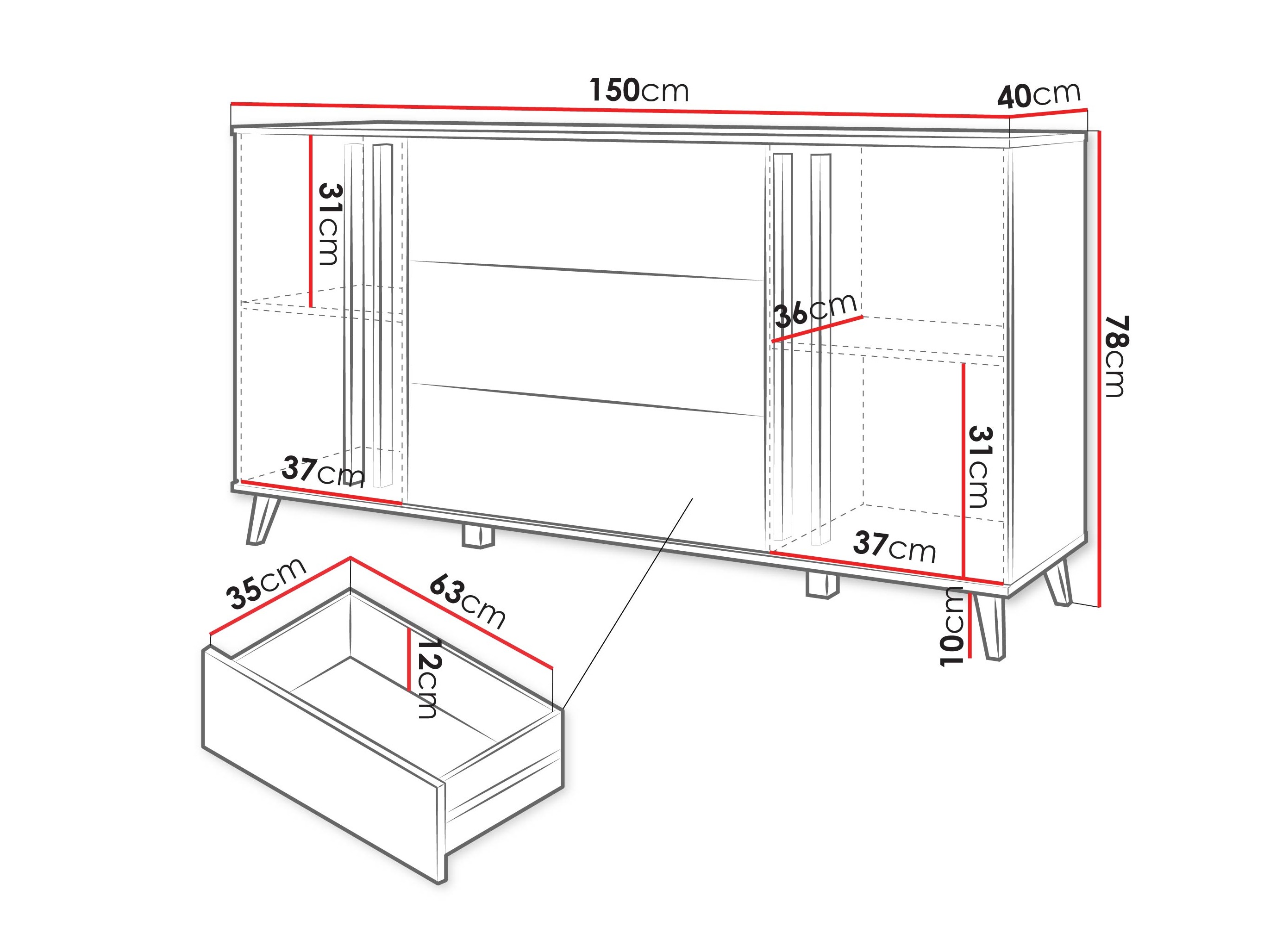 Komoda Temora 100 (Hrast Artisan + Grafit)
