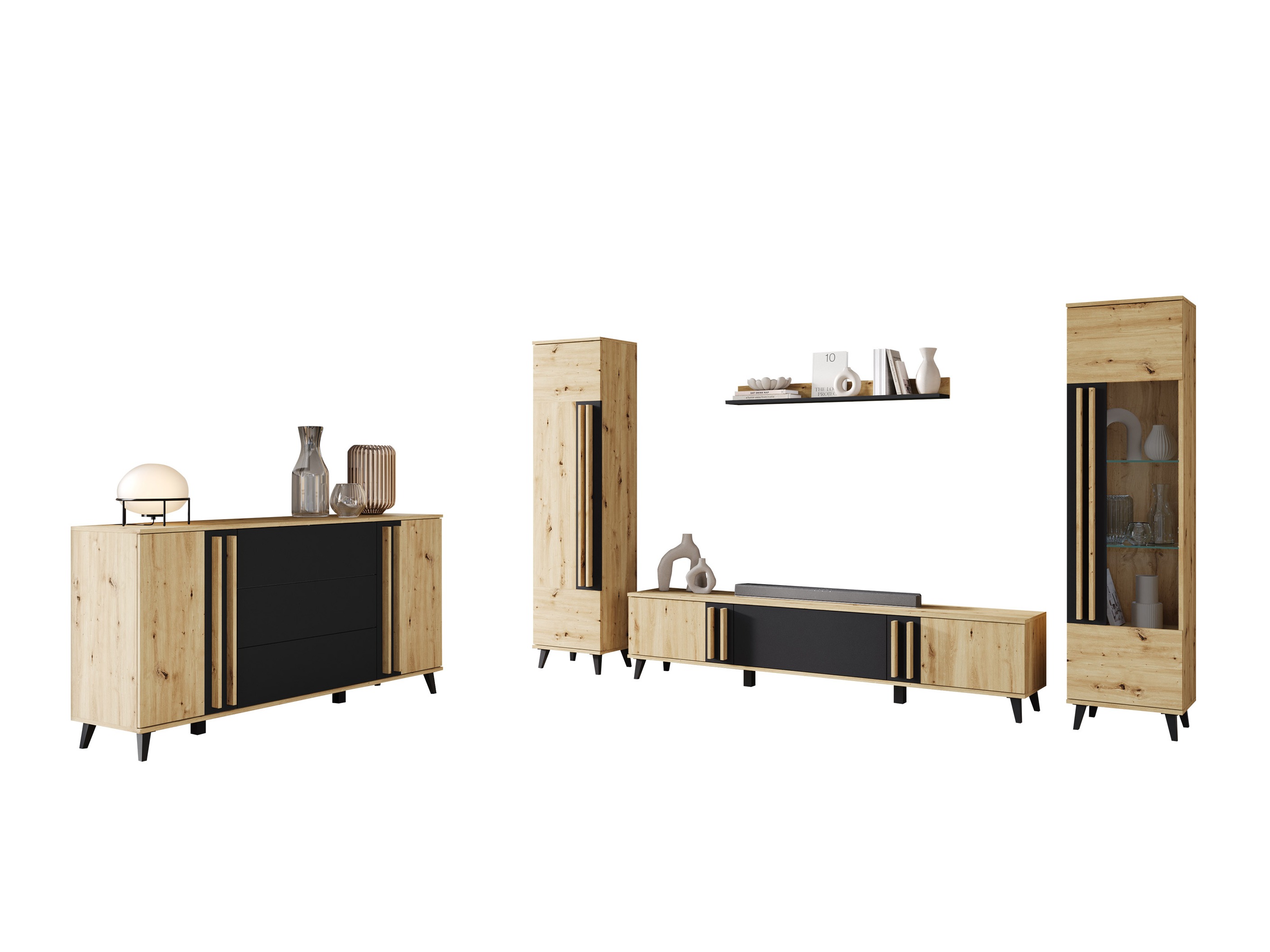 Set za dnevni boravak Facetor IV (Hrast Artisan + Grafit)