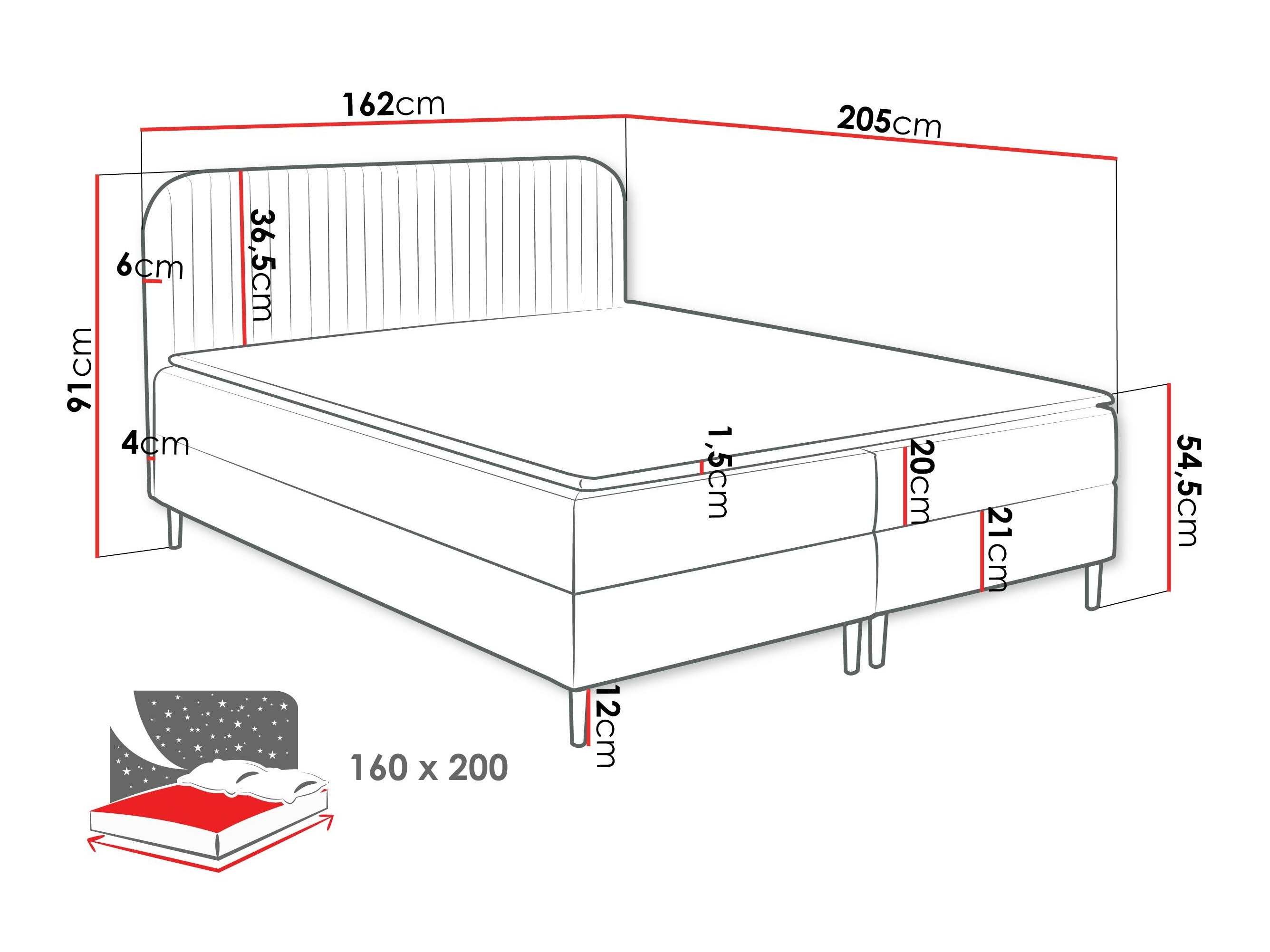 Boxspring krevet Rivus (Coral 10)
