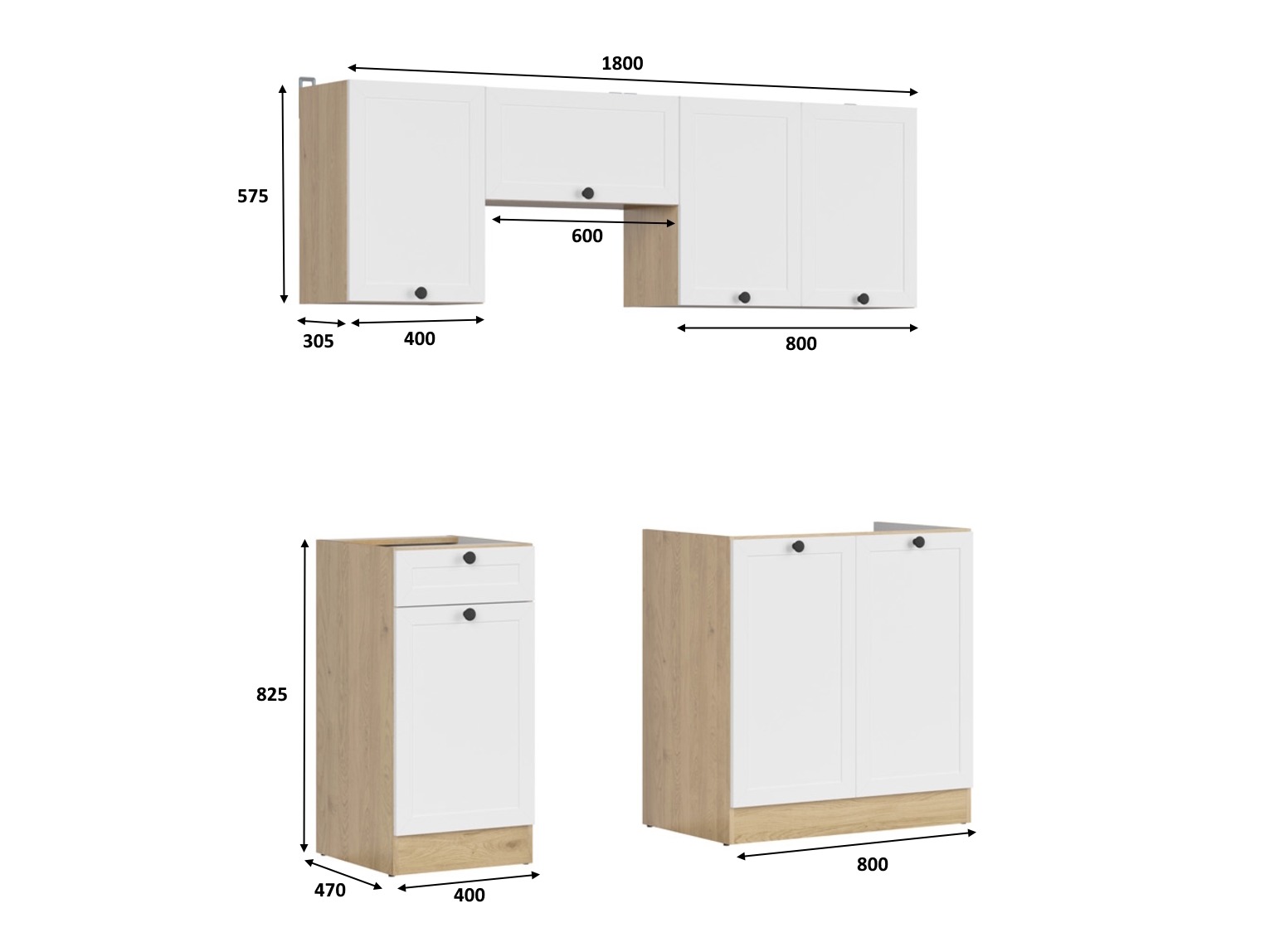 Modularan kuhinjski set Classic White Oak 117