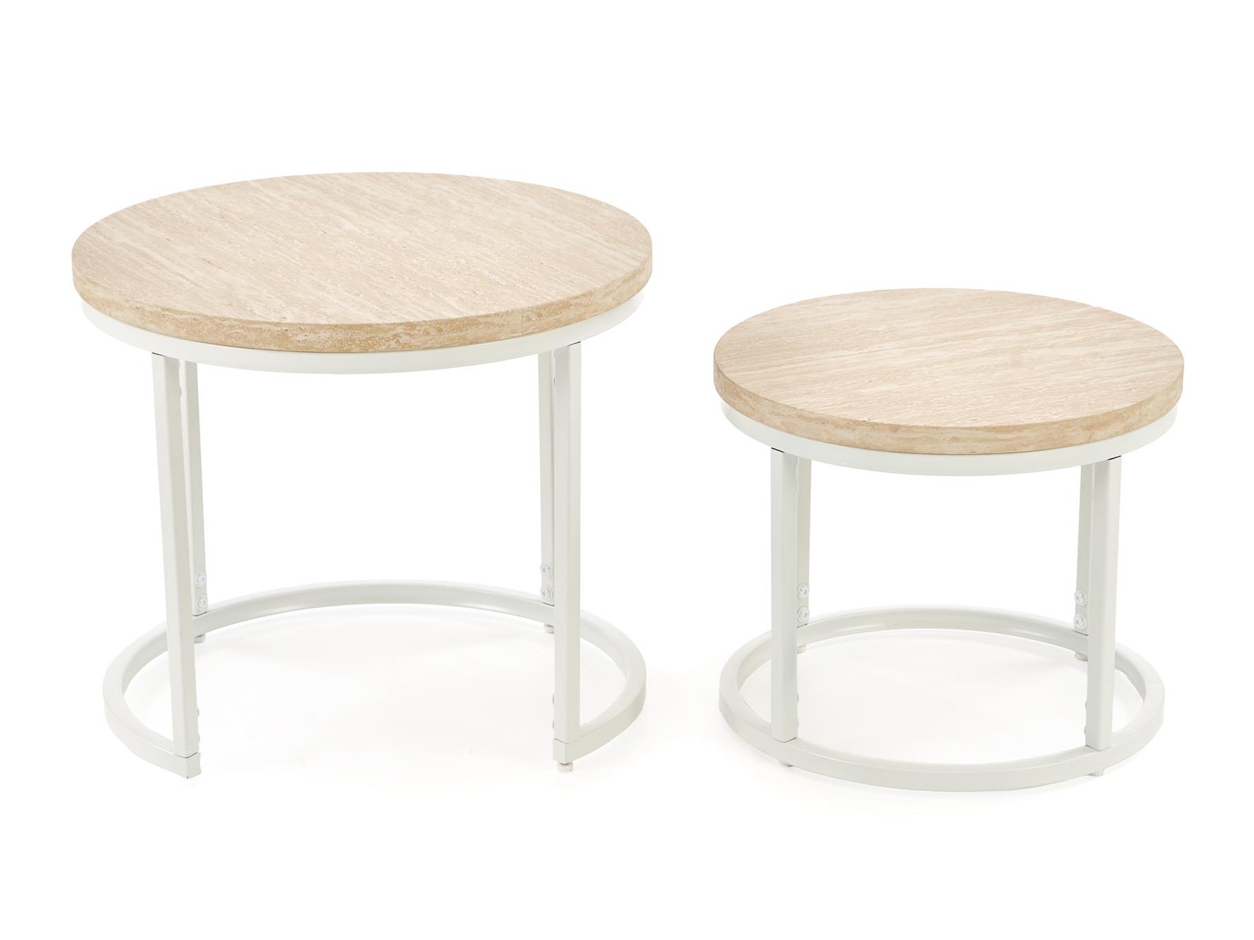 Set stolića za kavu Houston 951 (Svijetli travertin + Bijela)