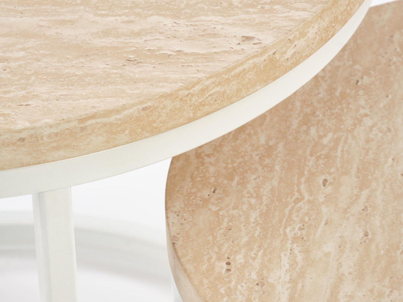 Set stolića za kavu Houston 951 (Svijetli travertin + Bijela)