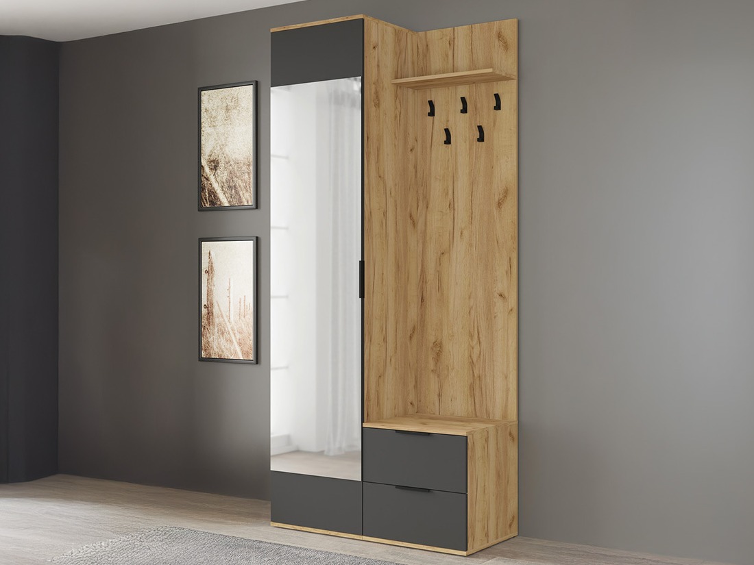 Set za hodnik Houston 2004 (Antracit + Zlatni hrast)