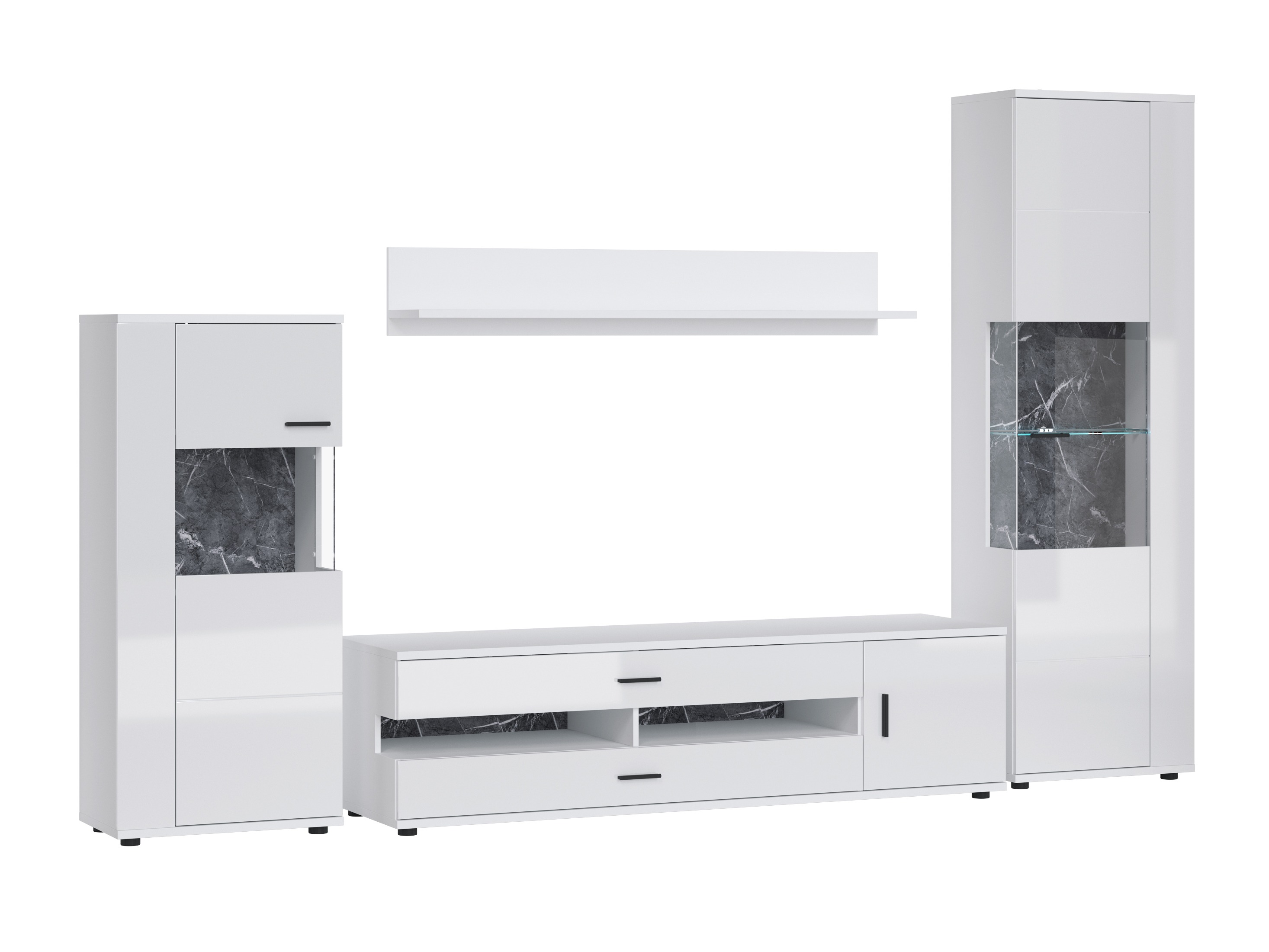 Set za dnevni boravak Ontario 161 (Sjajno bijela + Bijela)