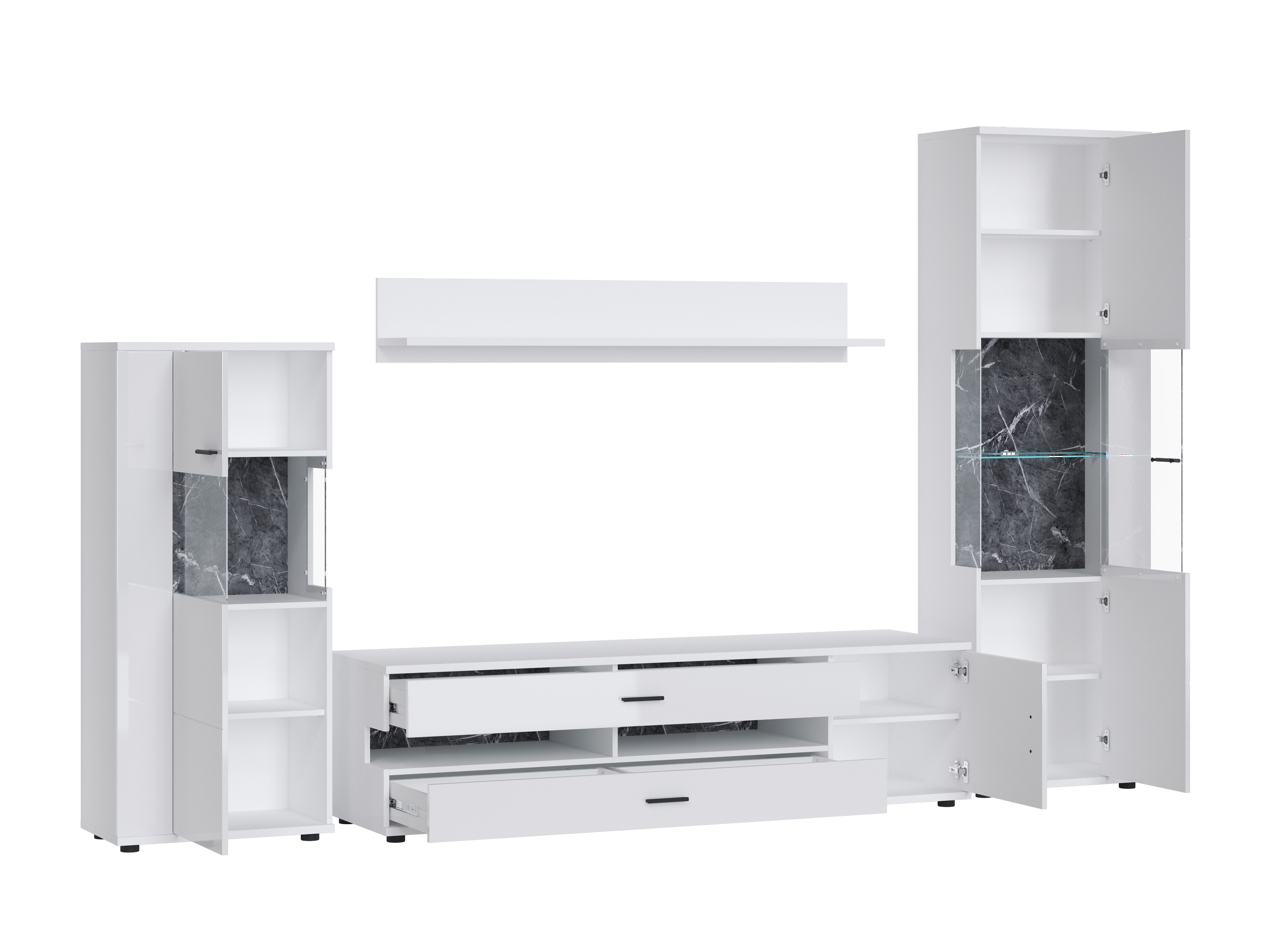 Set za dnevni boravak Ontario 161 (Sjajno bijela + Bijela)