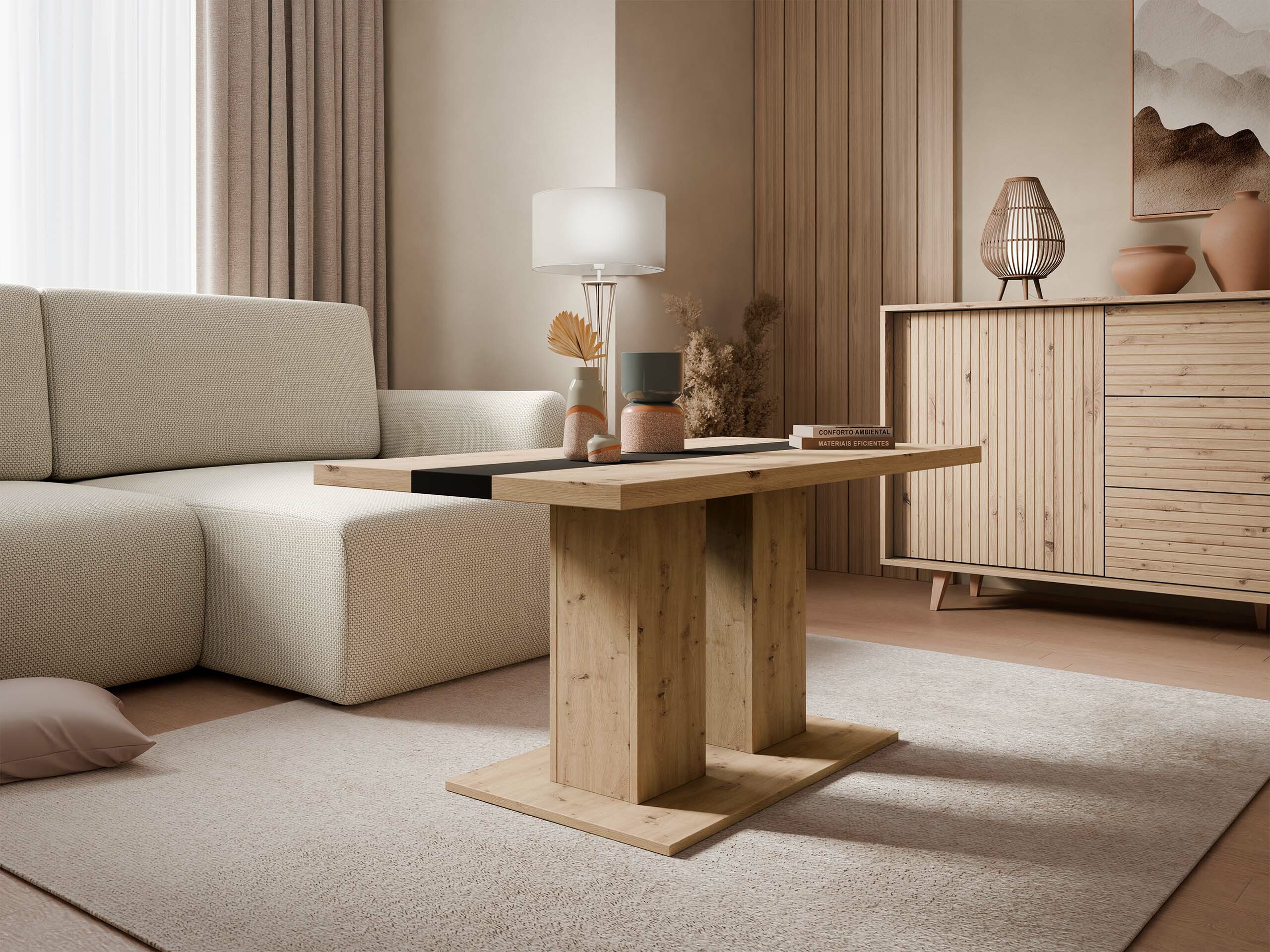 Stolić za kavu Tucson 147 (Hrast Artisan + Crna)