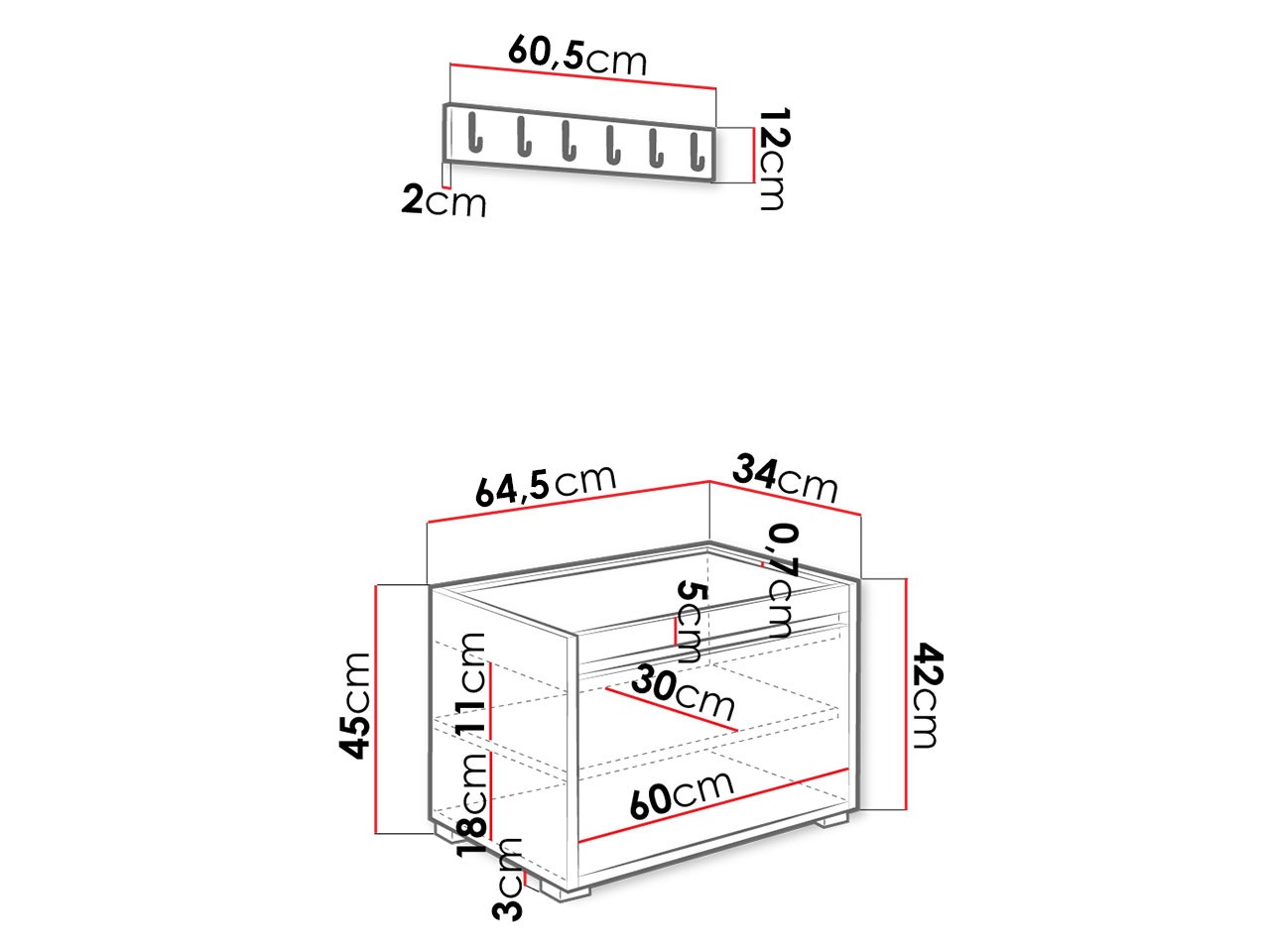 Set za hodnik Comfivo Pinus V (Bijela + Abriamo 06)