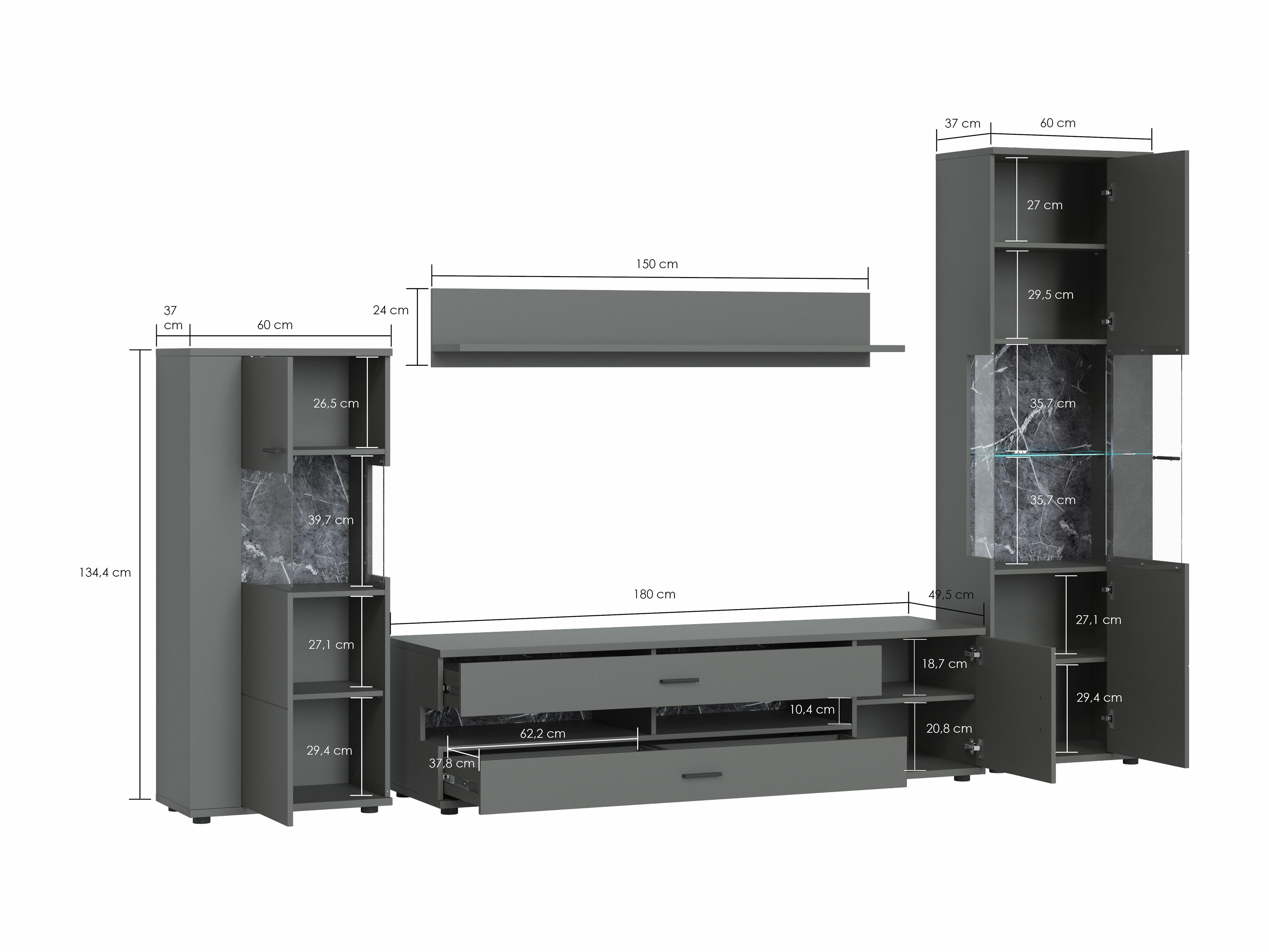 Set za dnevni boravak Ontario 161 (Sjajno bijela + Bijela)