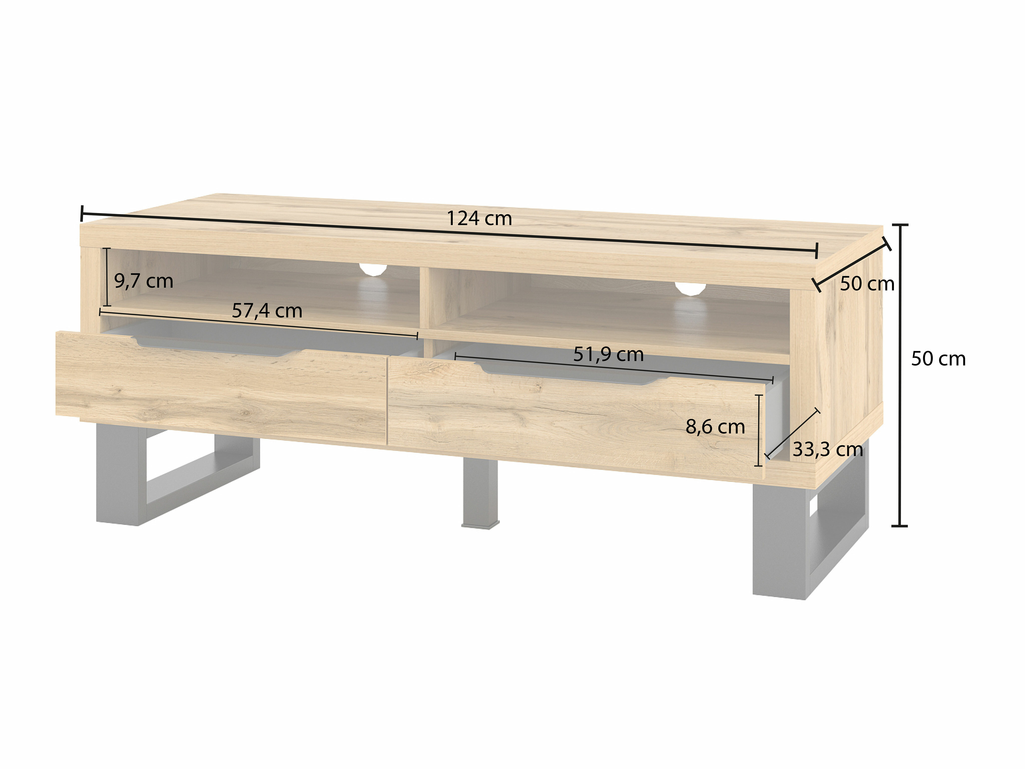 TV stol Avicavu 100 (Hrast Wotan + Crna)