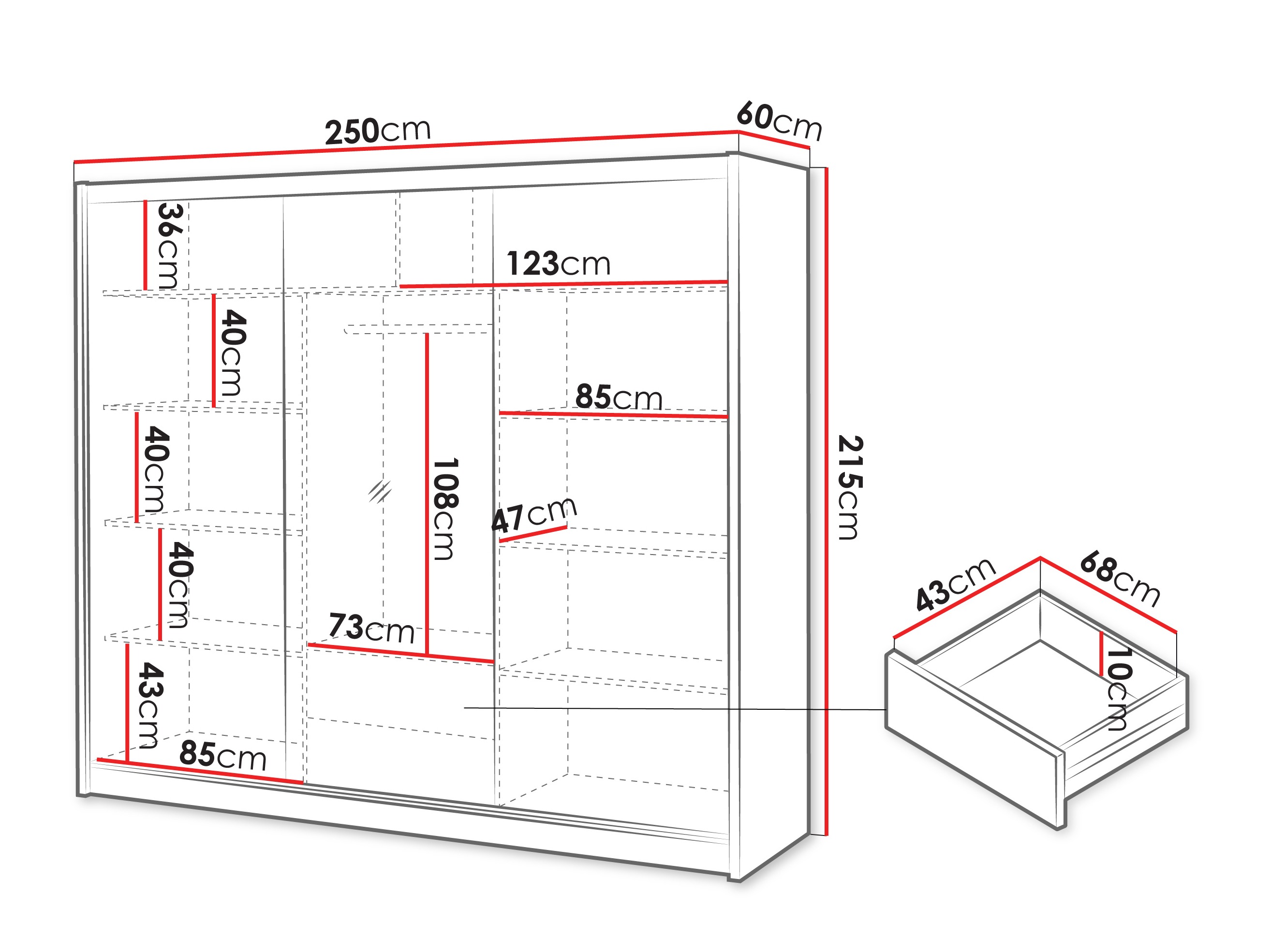 Ormar Honolulu 275 (Hrast Wotan + Bijela)