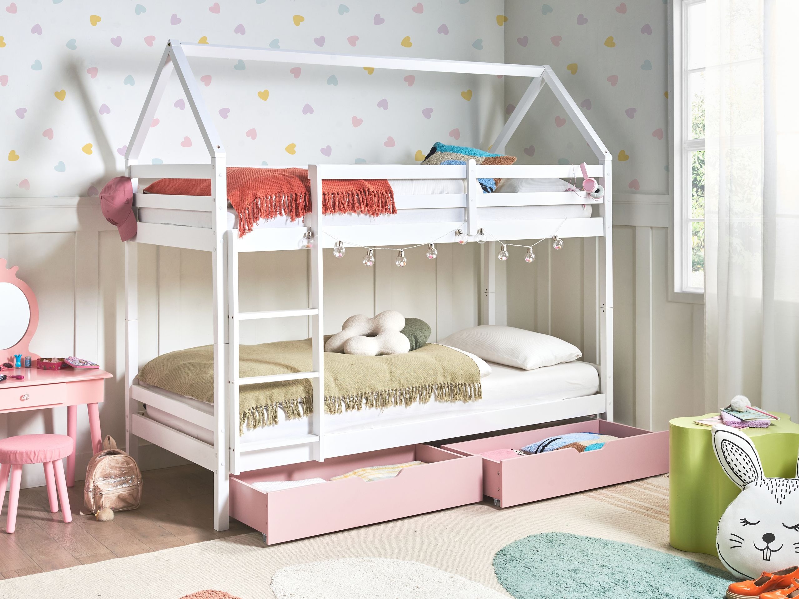 Krevet na kat Berwyn 2794 (Bijela + Ružičasta)