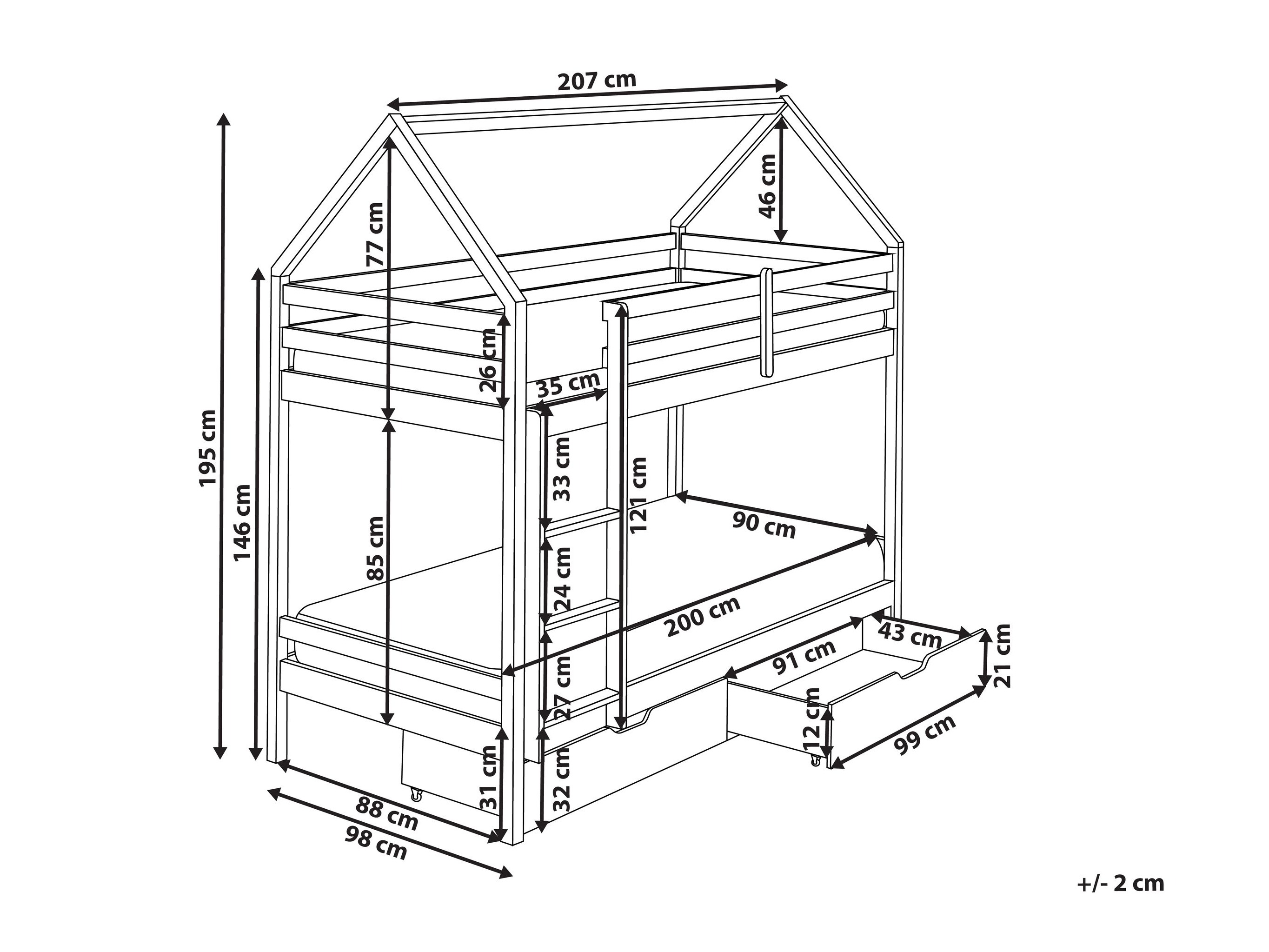 Krevet na kat Berwyn 2794 (Bijela + Ružičasta)