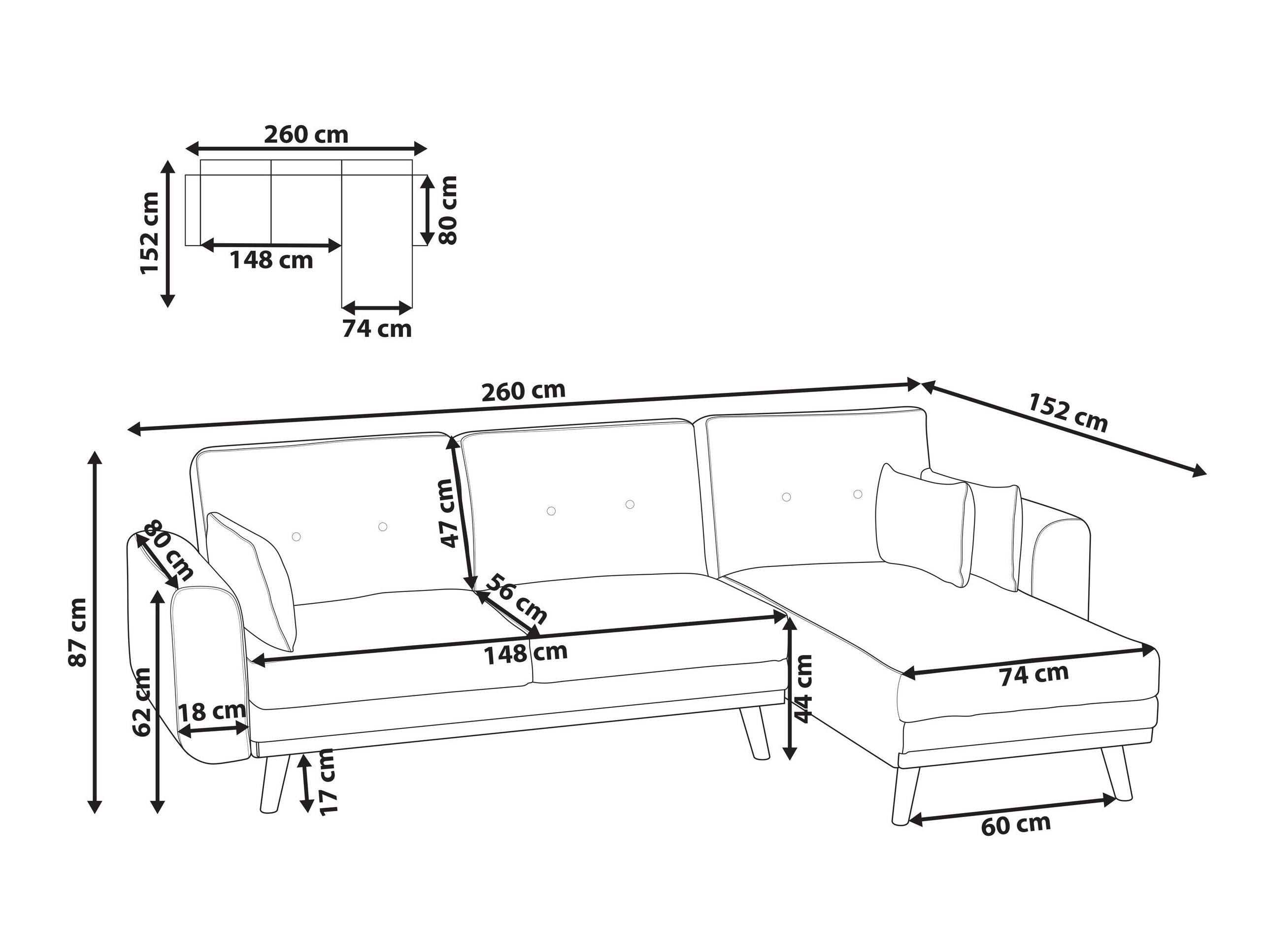 Kutna garnitura Berwyn 2795 (Bijela)