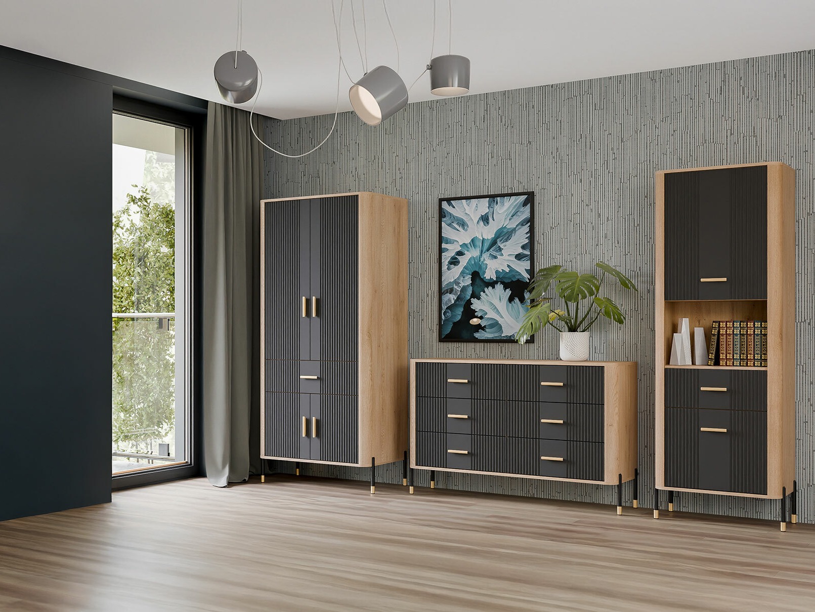 Set za dnevni boravak Flosora 149 (Antracit)