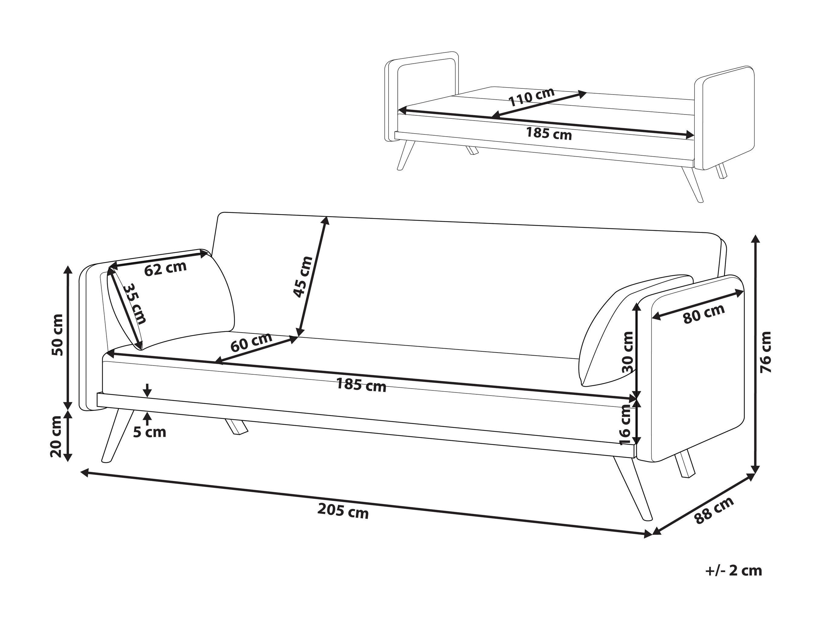 Kauč na razvlačenje Berwyn 2821 (Ekru bijela)