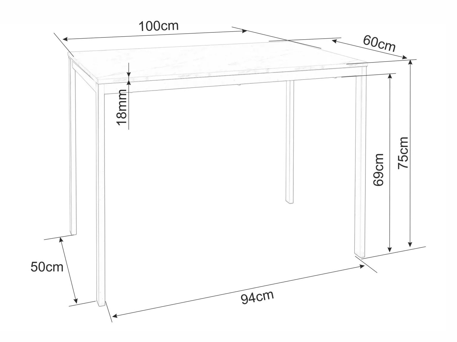 Stol Detroit 861 (Bijeli mramor + Crna)