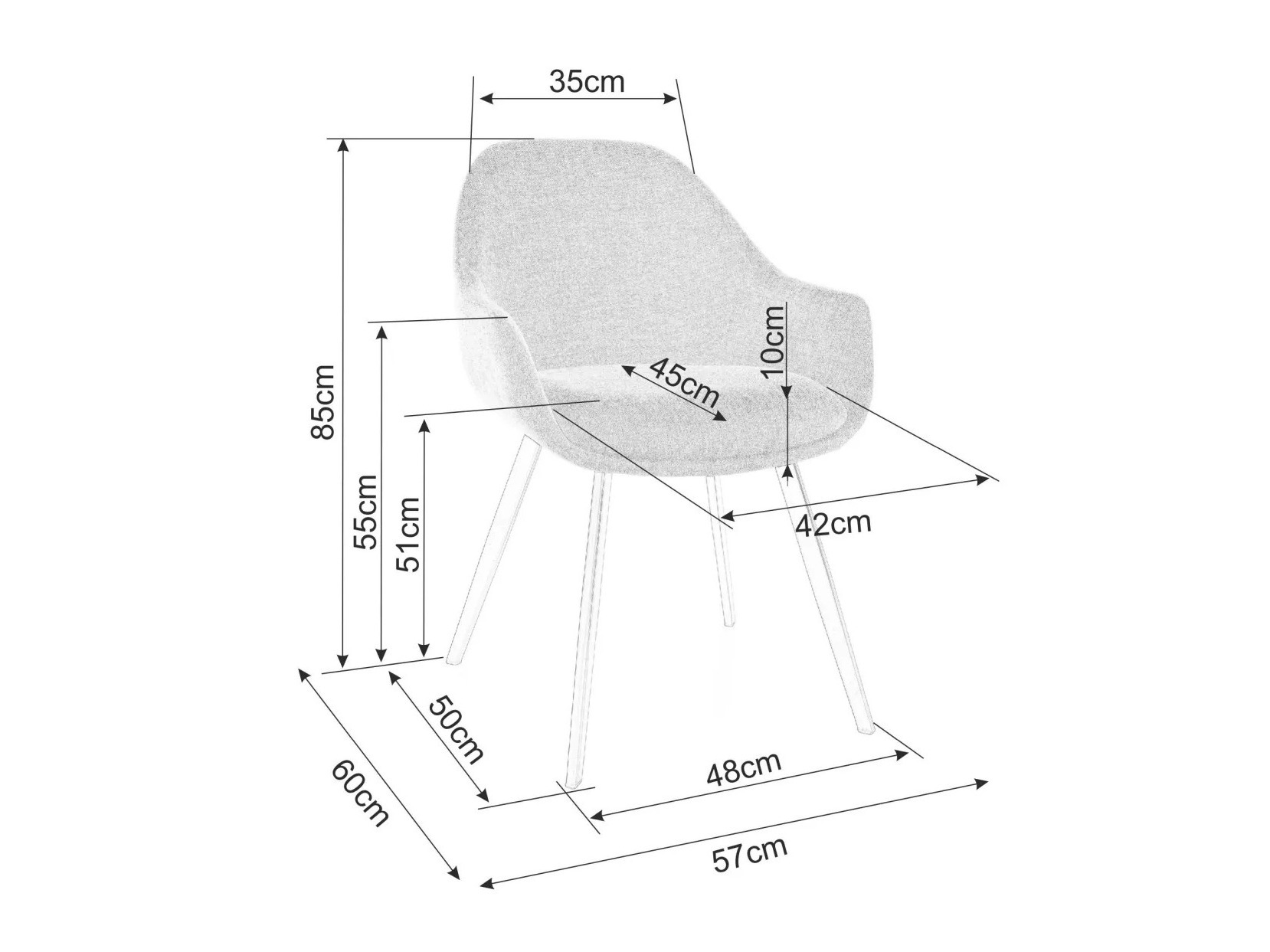 Stolica Detroit 863 (Siva)