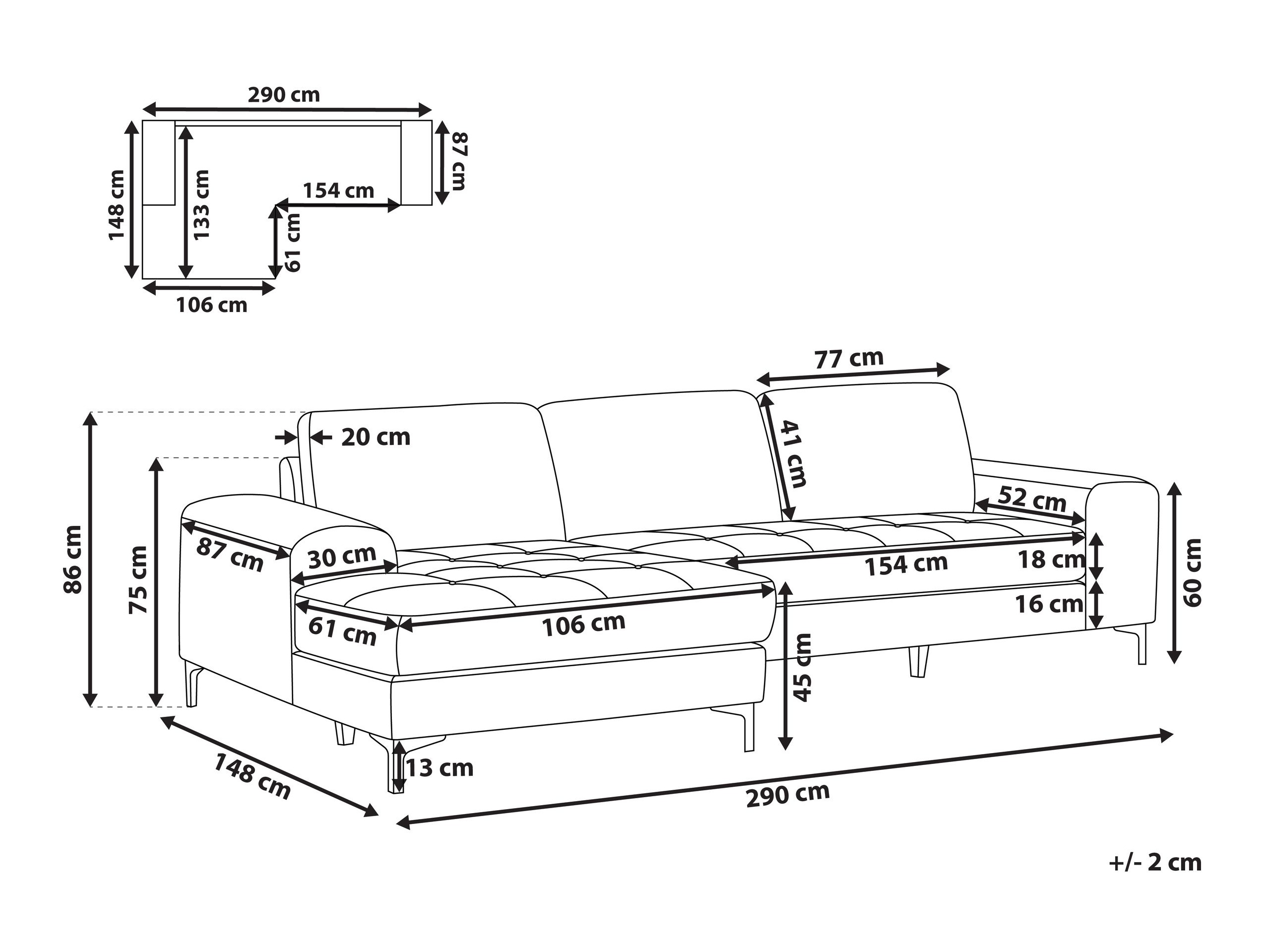 Kutna garnitura Berwyn 2825 (Svijetlo bež)