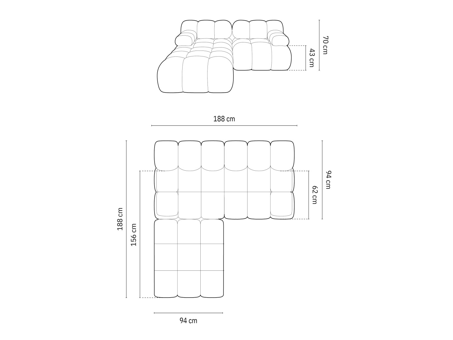 Modularna kutna garnitura Caltenu 102 (Bluvel 19)