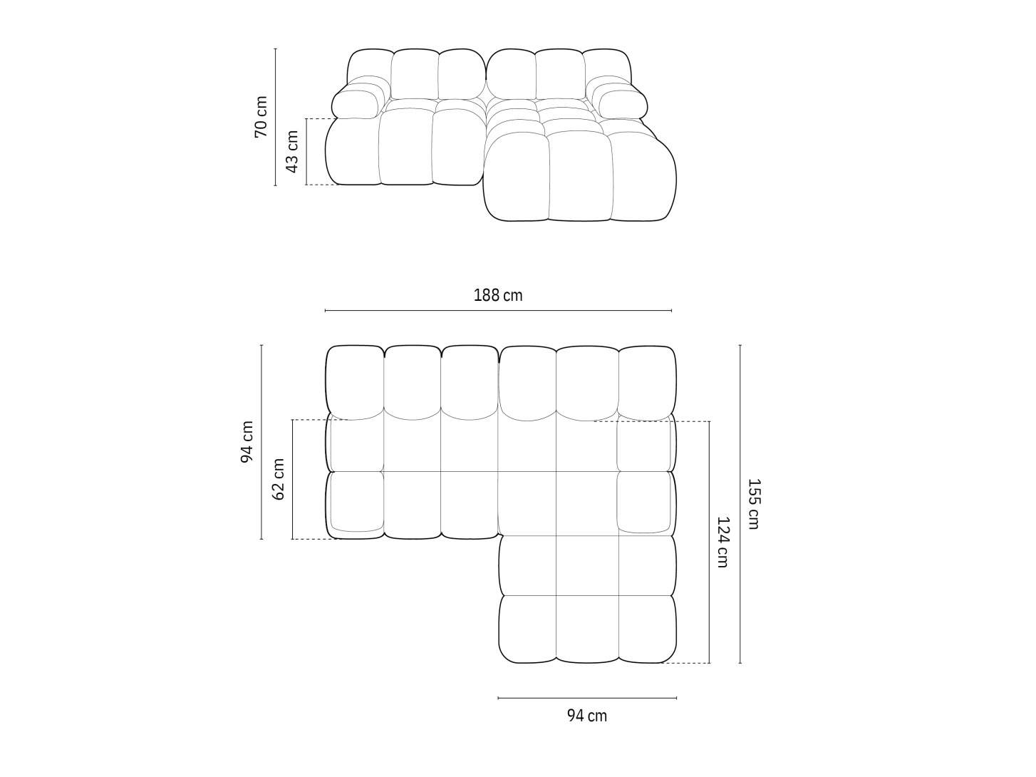 Modularna kutna garnitura Caltenu 105 (Bluvel 40)